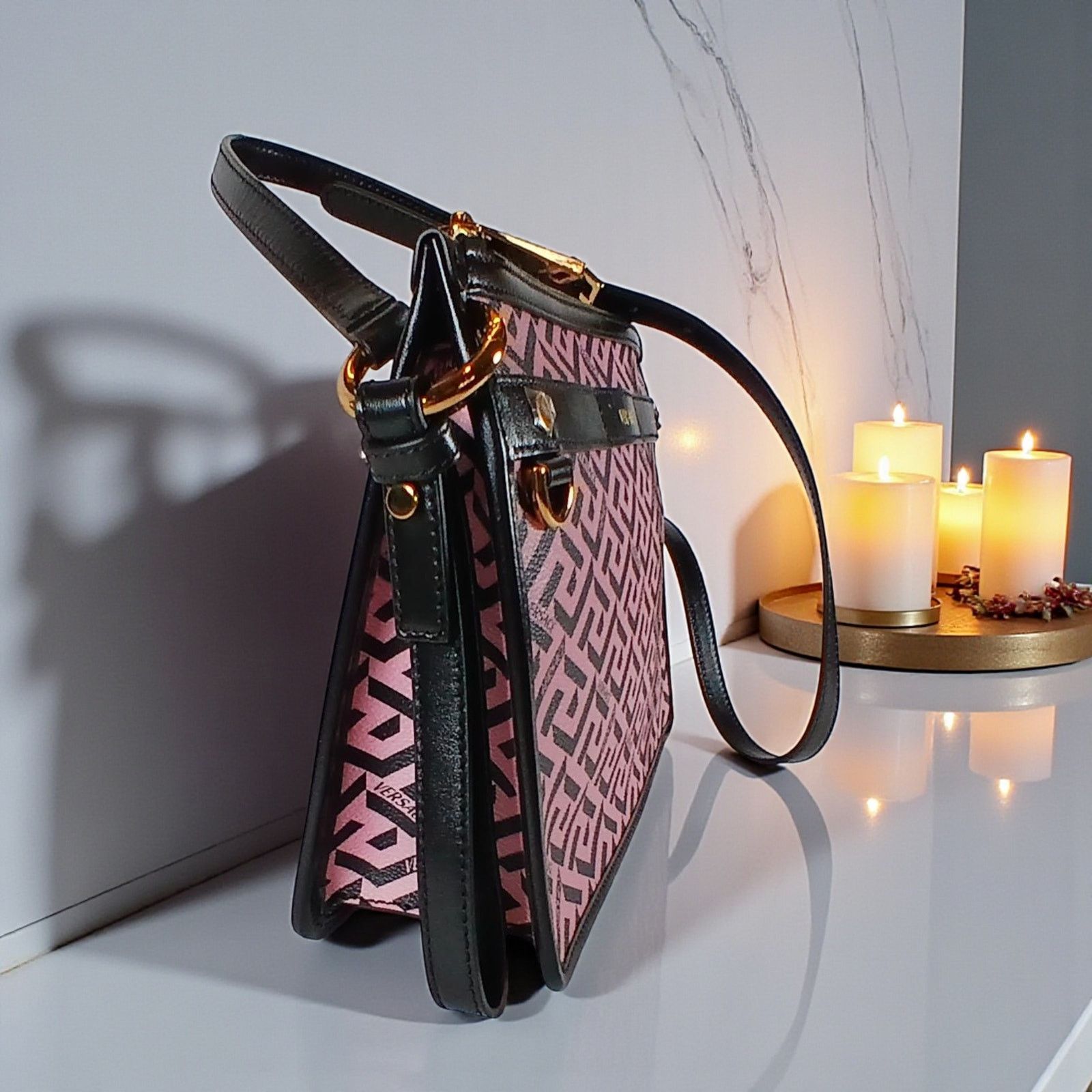 Versace Versace La Greca Signature Coated Canvas Leather Crossbody Size ONE SIZE - 7 Thumbnail