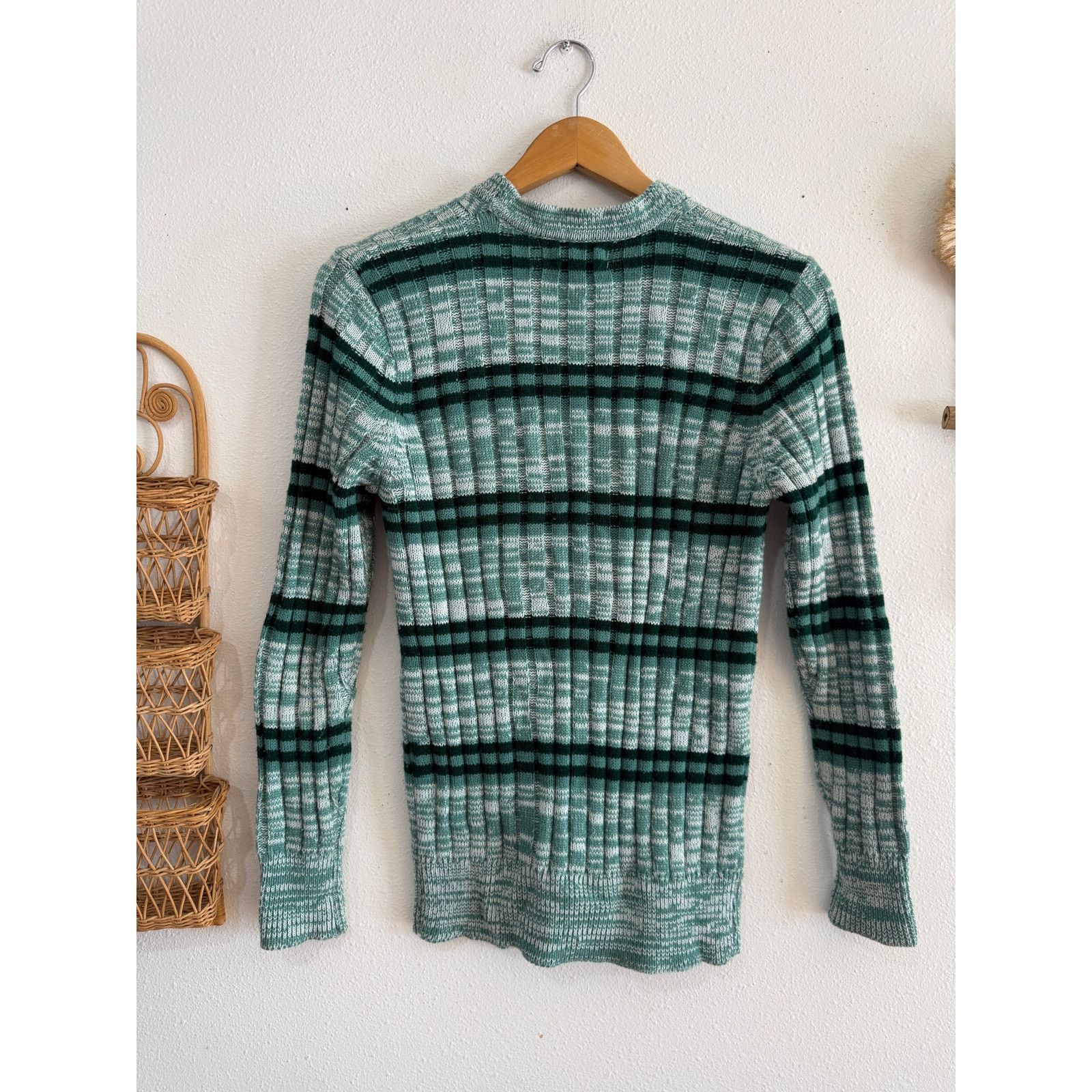 Vintage 70s Green Stripe Cardigan Size ONE SIZE - 6 Thumbnail