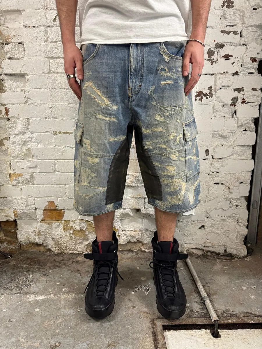 Givenchy Givenchy Boro Distressed Blue Denim Short Size US 33 - 2 Thumbnail