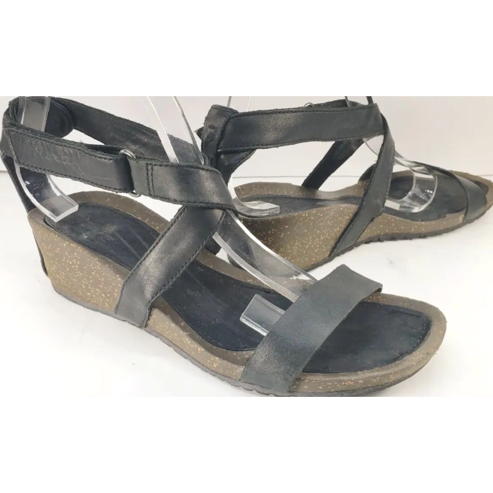 Teva Teva Cabrillo Black Leather Strap Wedge Sandals Women Size 9M EU 40 S/N 1007732 Size US 9 / IT 39 - 2 Thumbnail