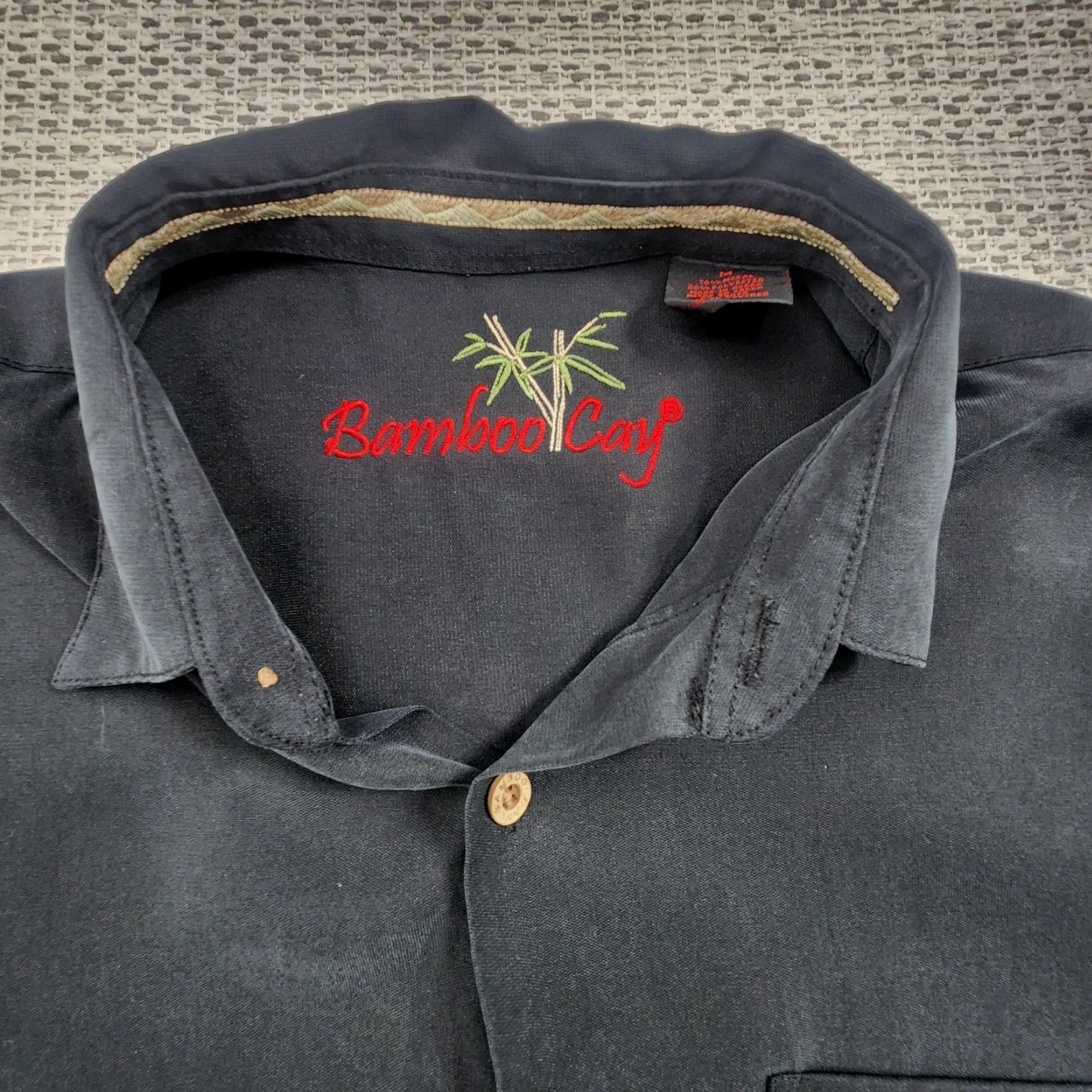 Vintage Bamboo Cay Shirt Men M Black Short Sleeve Button-Up Modal Polyester Pocket Size US M / EU 48-50 / 2 - 5 Thumbnail