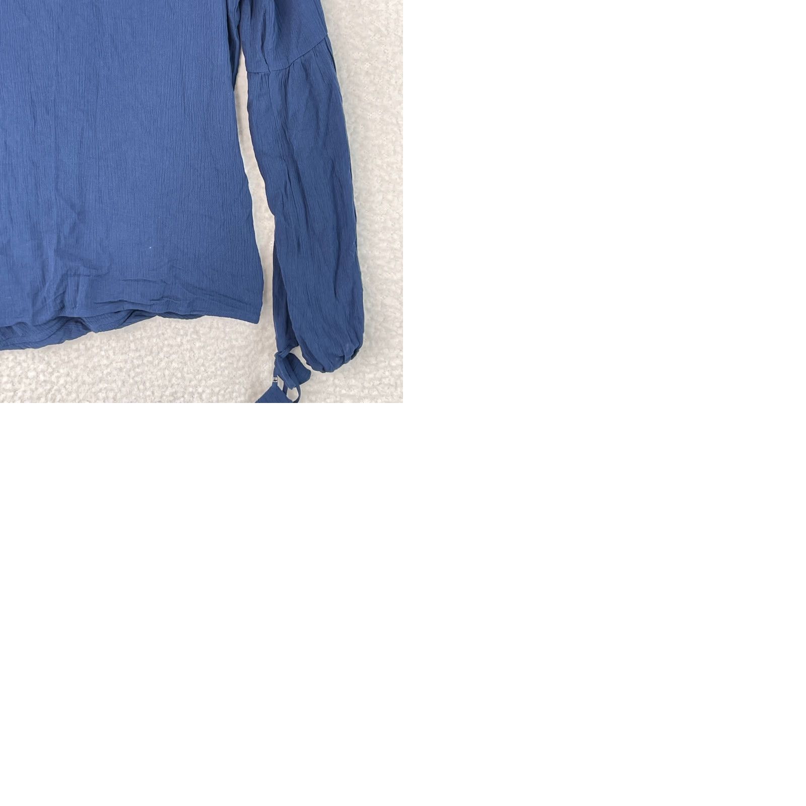 Vintage Lovestitch Navy Blue Crepe Wrap Shirt Womens Medium Long Sleeve Tassel V-Neck Blouse Size M / US 6-8 / IT 42-44 - 9 Thumbnail