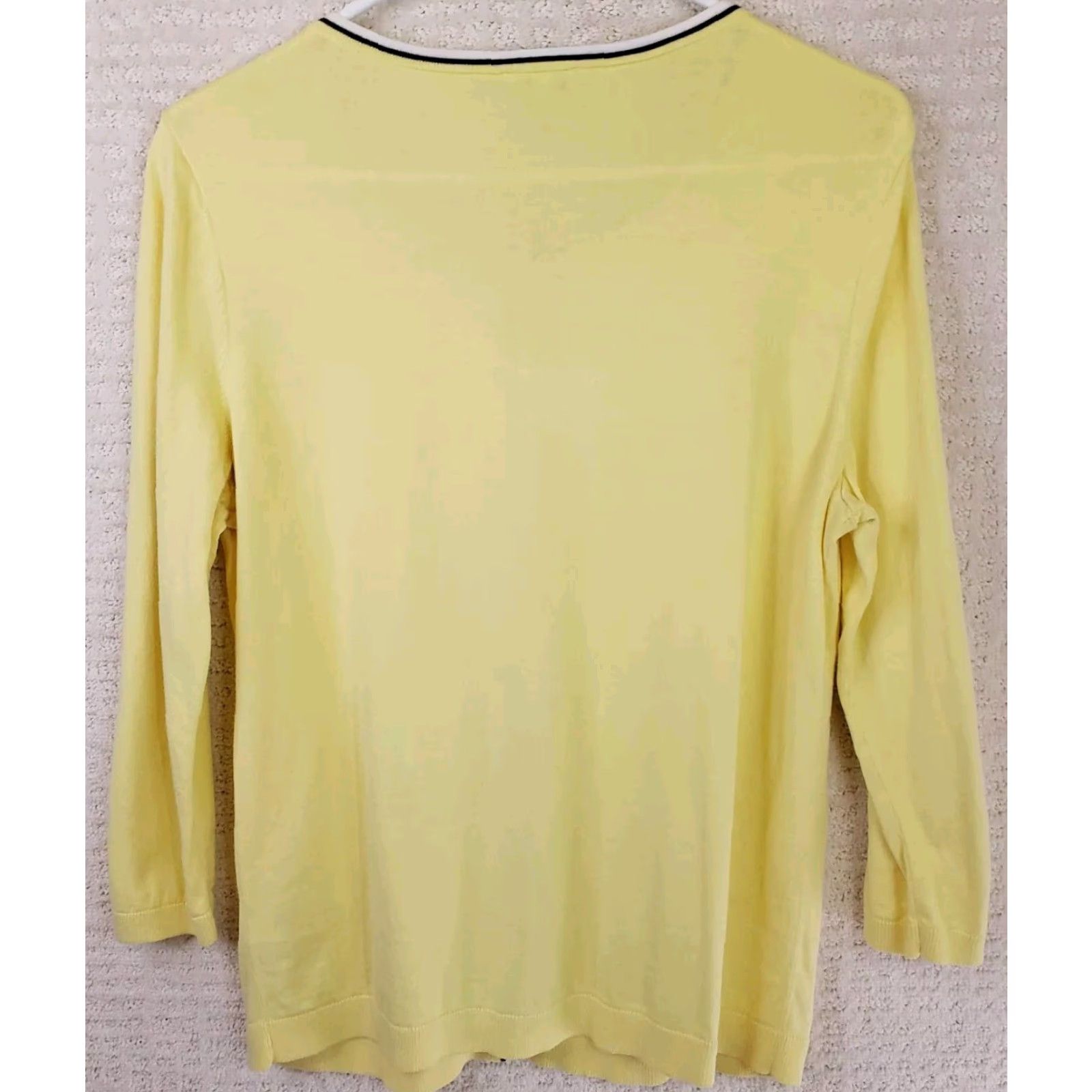 Talbots VINTAGE Talbots Women's L Yellow Cardigan Sweater 3/4 Sleeve Button Front Pima Cotton Size L / US 10 / IT 46 - 7 Thumbnail