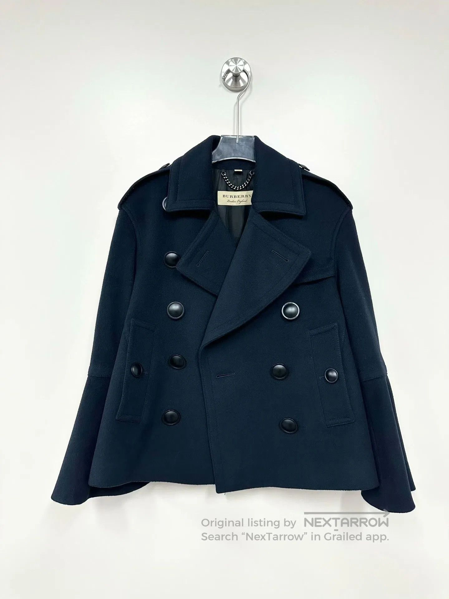 Burberry Burberry Navy Blue Short Flared Sleeve Big Coat| Size XXS / US 00 / IT 34 - 1 Thumbnail