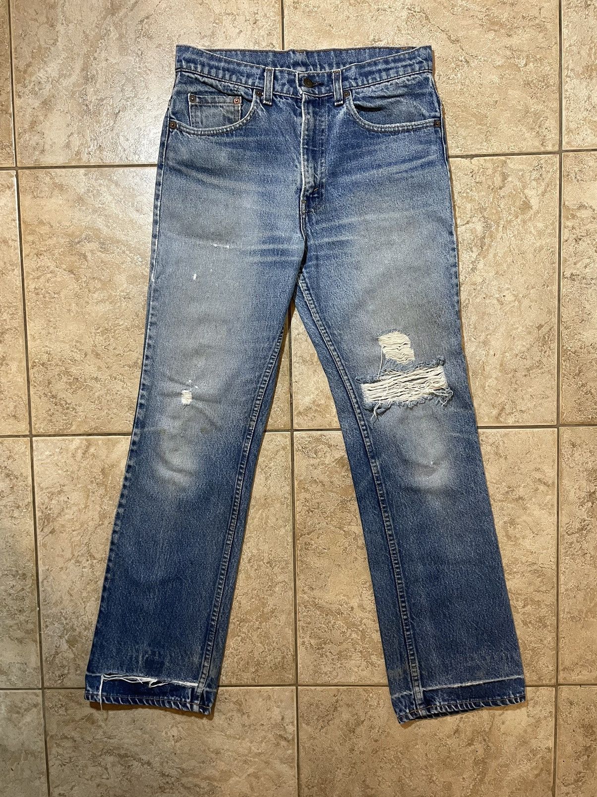 image of Levis Vintage Clothing Vintage Levi’S 517 Bootcut Distressed Jeans in Blue, Men's (Size 30)