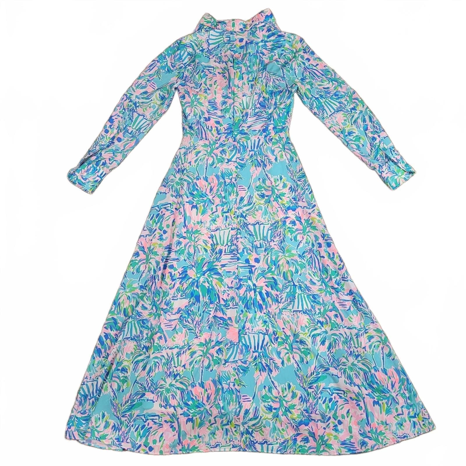Lilly Pulitzer Lilly Pulitzer Blue and Pink Floral Midi Dress Size S / US 4 / IT 40 - 2 Thumbnail