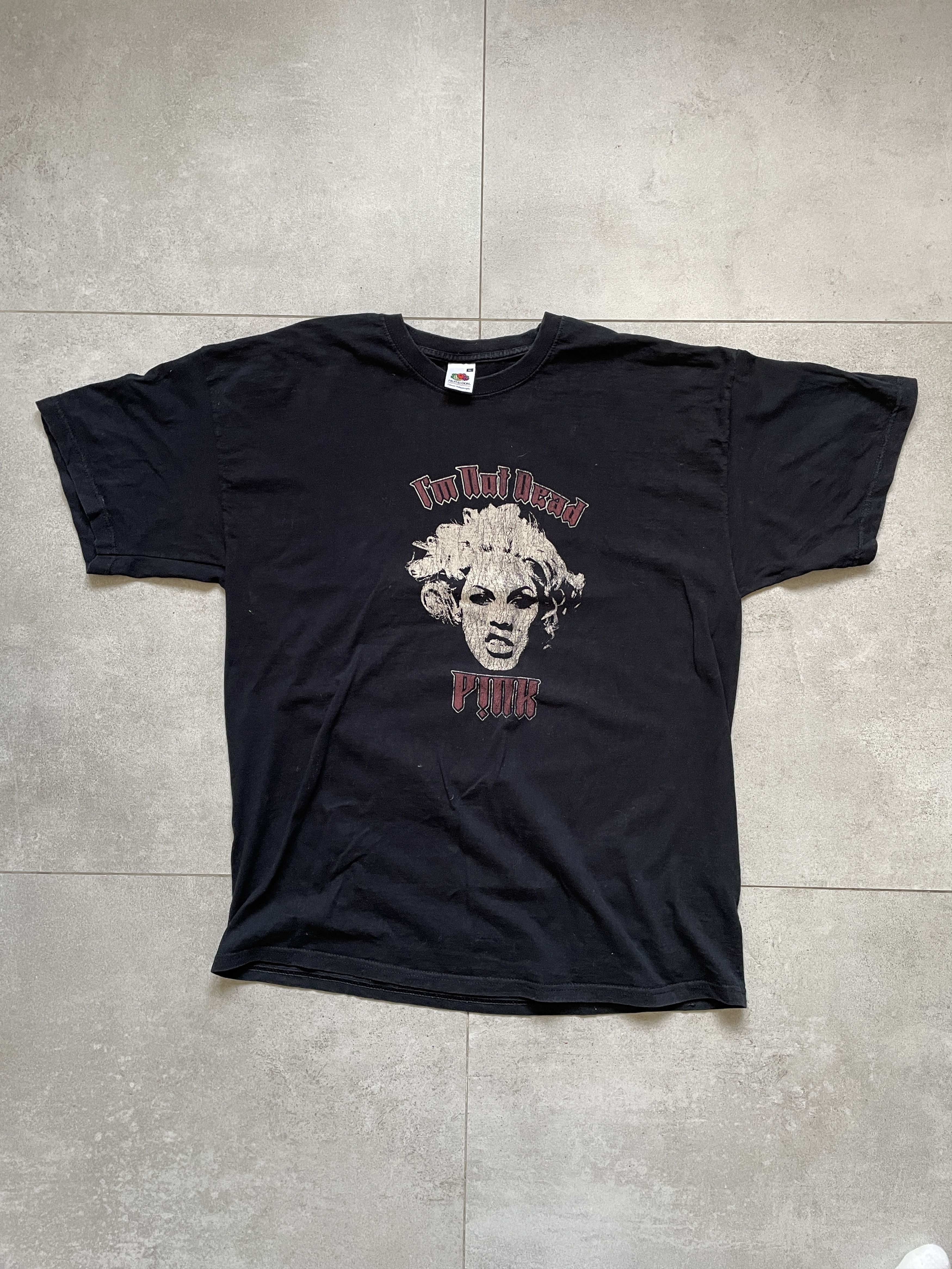 Band Tees VINTAGE Y2K WASHED BLACK PINK IM NOT DEAD 2006 TOUR Size US XL / EU 56 / 4 - 1 Thumbnail