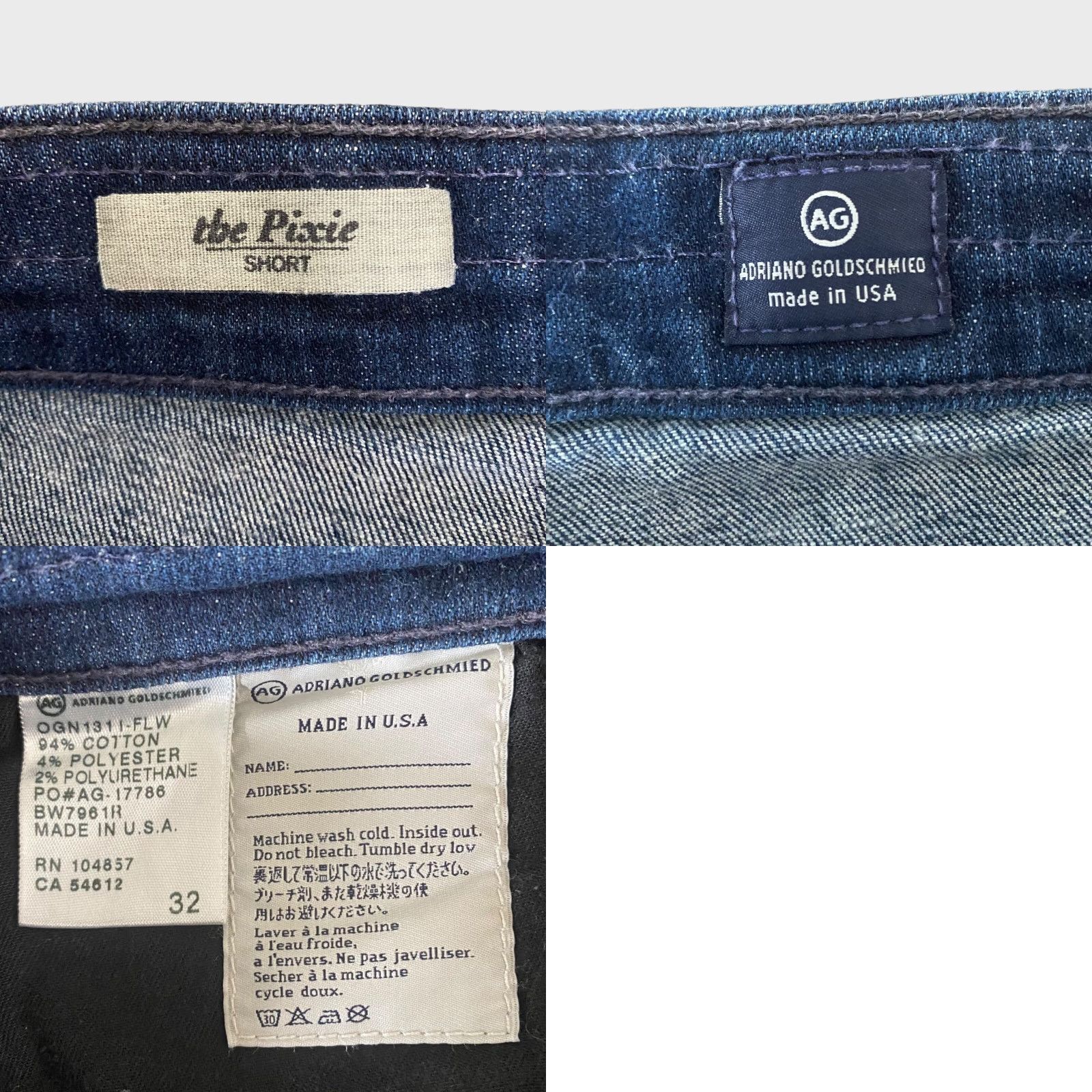 Denime Adriano Goldschmied Pixie Cuffed Jean Shorts Women's 32 Blue Denim Dark Wash Womens Size 24" / US 00 / IT 34 - 8 Thumbnail