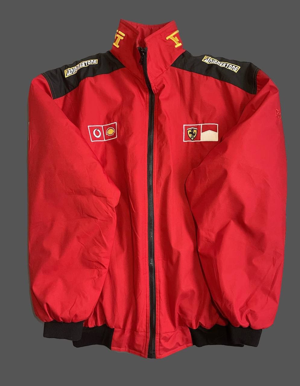 Image of Vintage Ferrari Racing Jacket Red Nylon Vodafon Size Xl, Men's