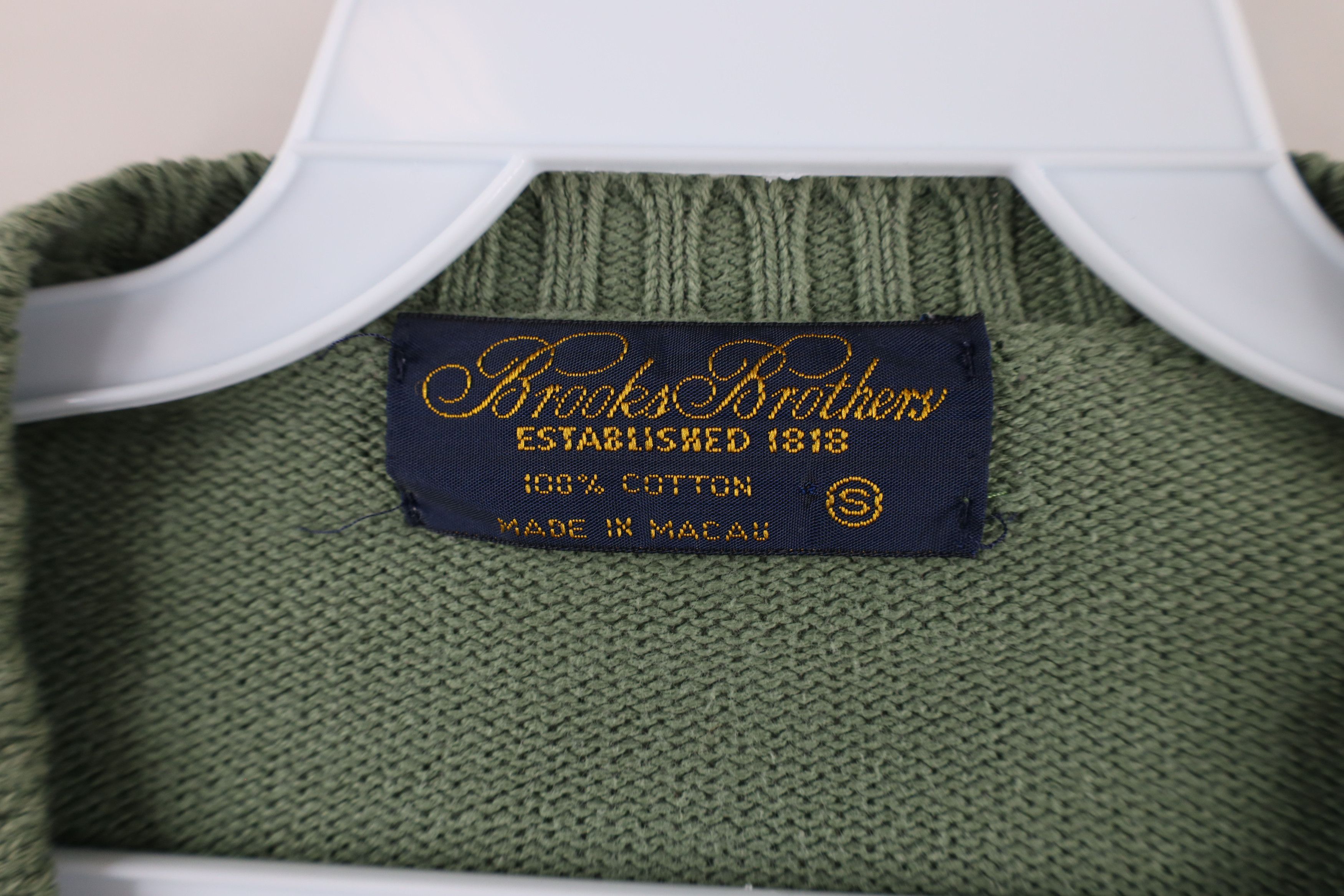 Brooks Brothers × Vintage Vintage 80s 90s Brooks Brothers Blank Cotton Knit Sweater Size US S / EU 44-46 / 1 - 4 Thumbnail