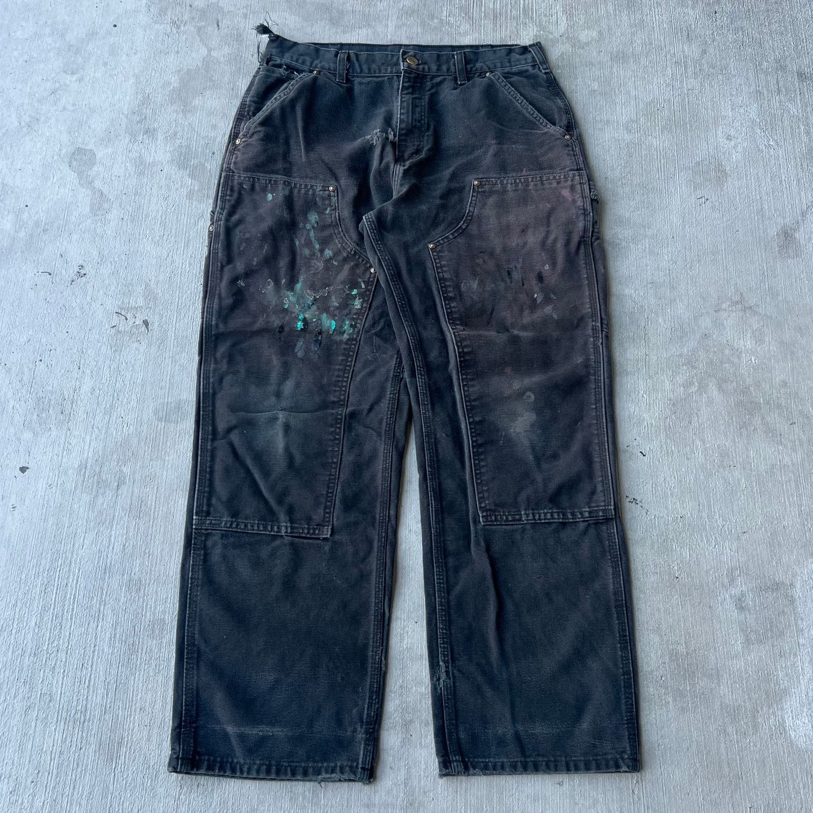 Carhartt × Vintage Carhartt Double Knee Pants Faded Black | Grailed