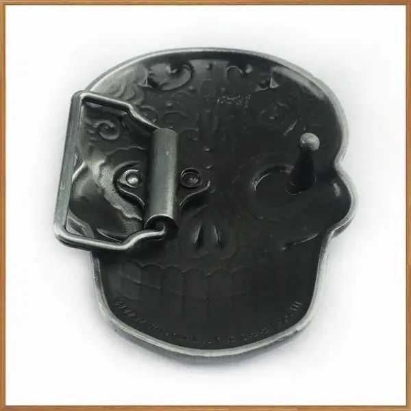 Other blue enameled skull head belt buckle ( no belt ) Size ONE SIZE - 4 Thumbnail