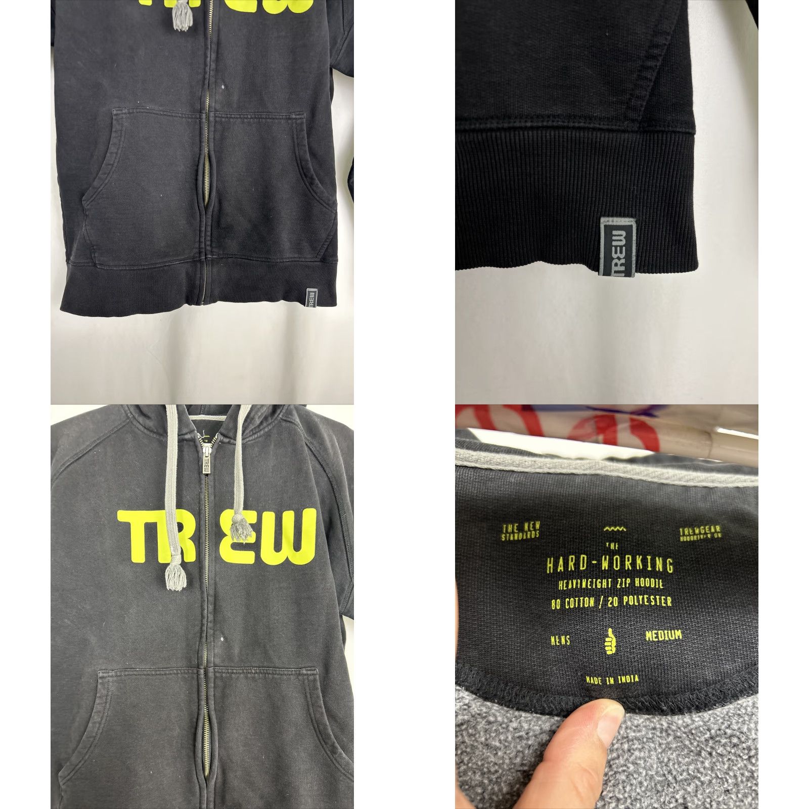 Vintage Trew Gear Mens Hoodie Full Zip Black Cotton Blend Paint Stains Medium Size US M / EU 48-50 / 2 - 8 Thumbnail
