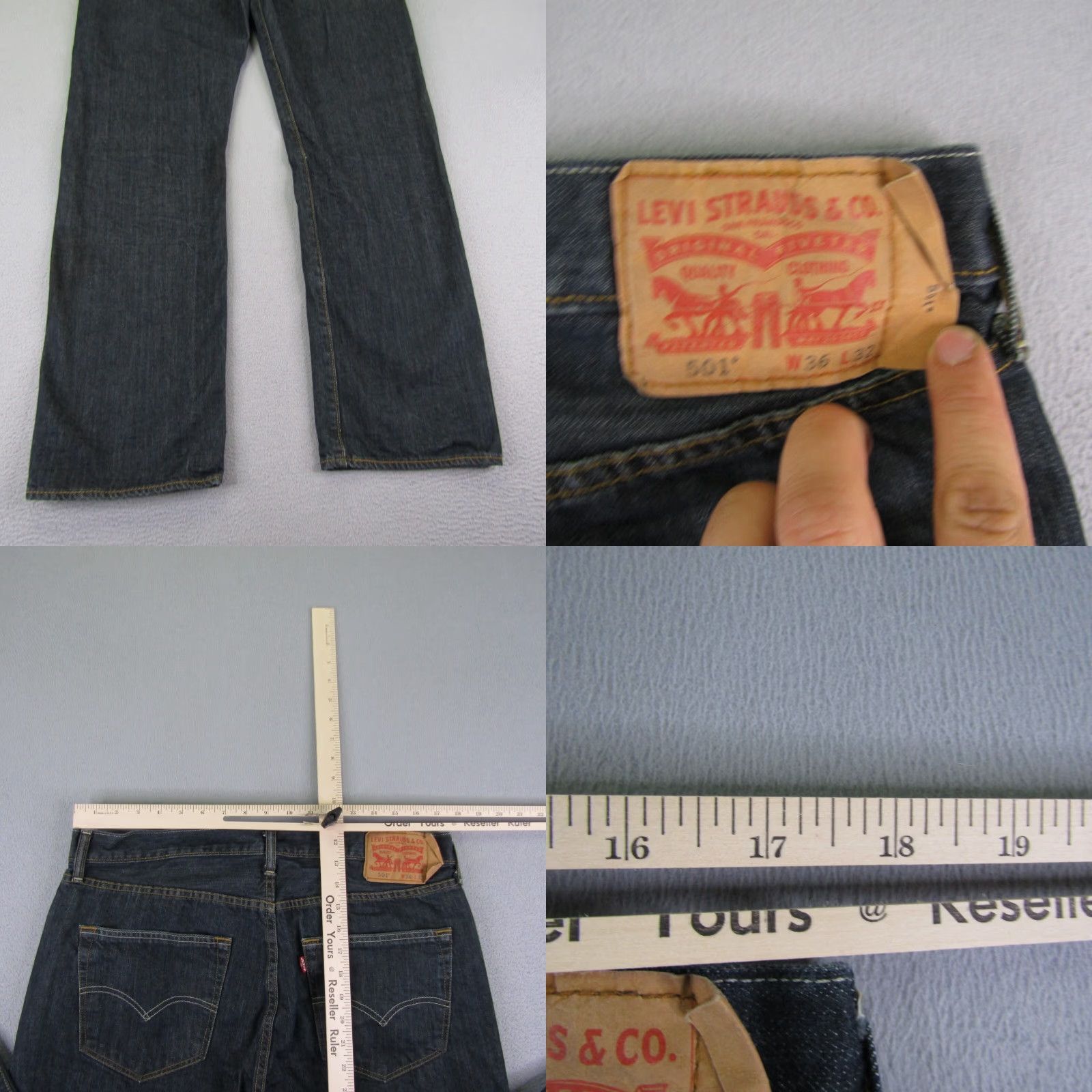 Levi's Levi's 501 Jeans Mens 36x32 Blue Denim Button Fly Classic Fit Straight Red Tab Denim Jeans Mens Regular Size US 35 - 8 Thumbnail