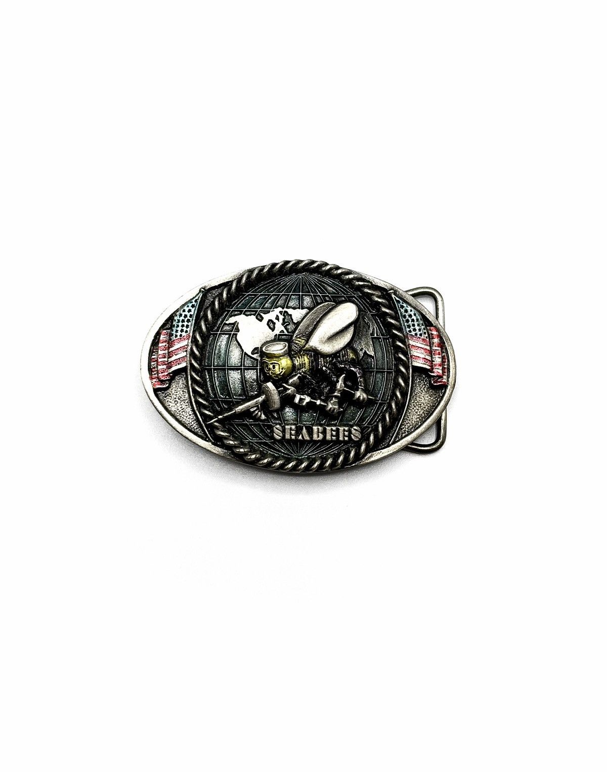 Other 1997 Bergamot Brass Works Solid Brass Seabees Belt Buckle Size ONE SIZE - 1 Thumbnail