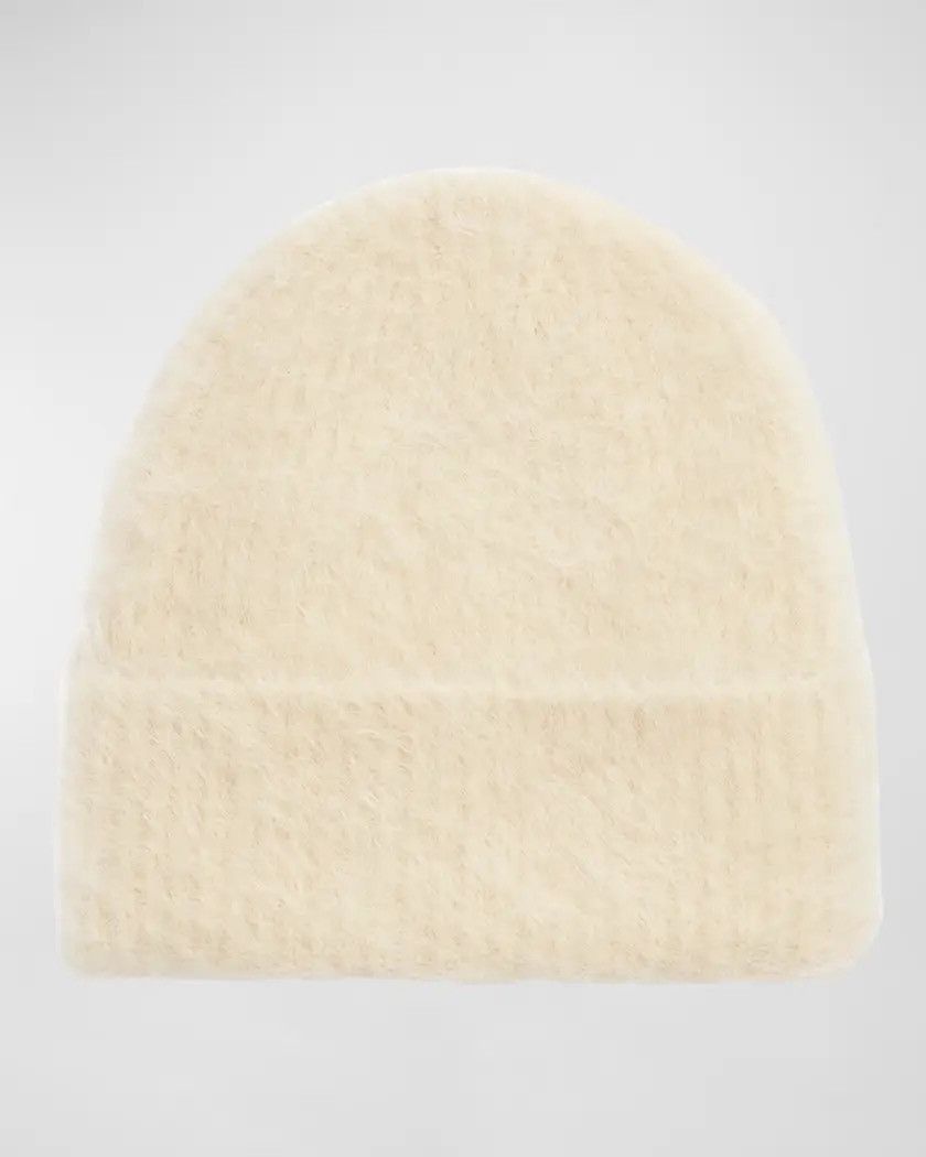 image of Toteme Wool Organic Alpaca Bouclé Knit Beanie in Bone, Women's