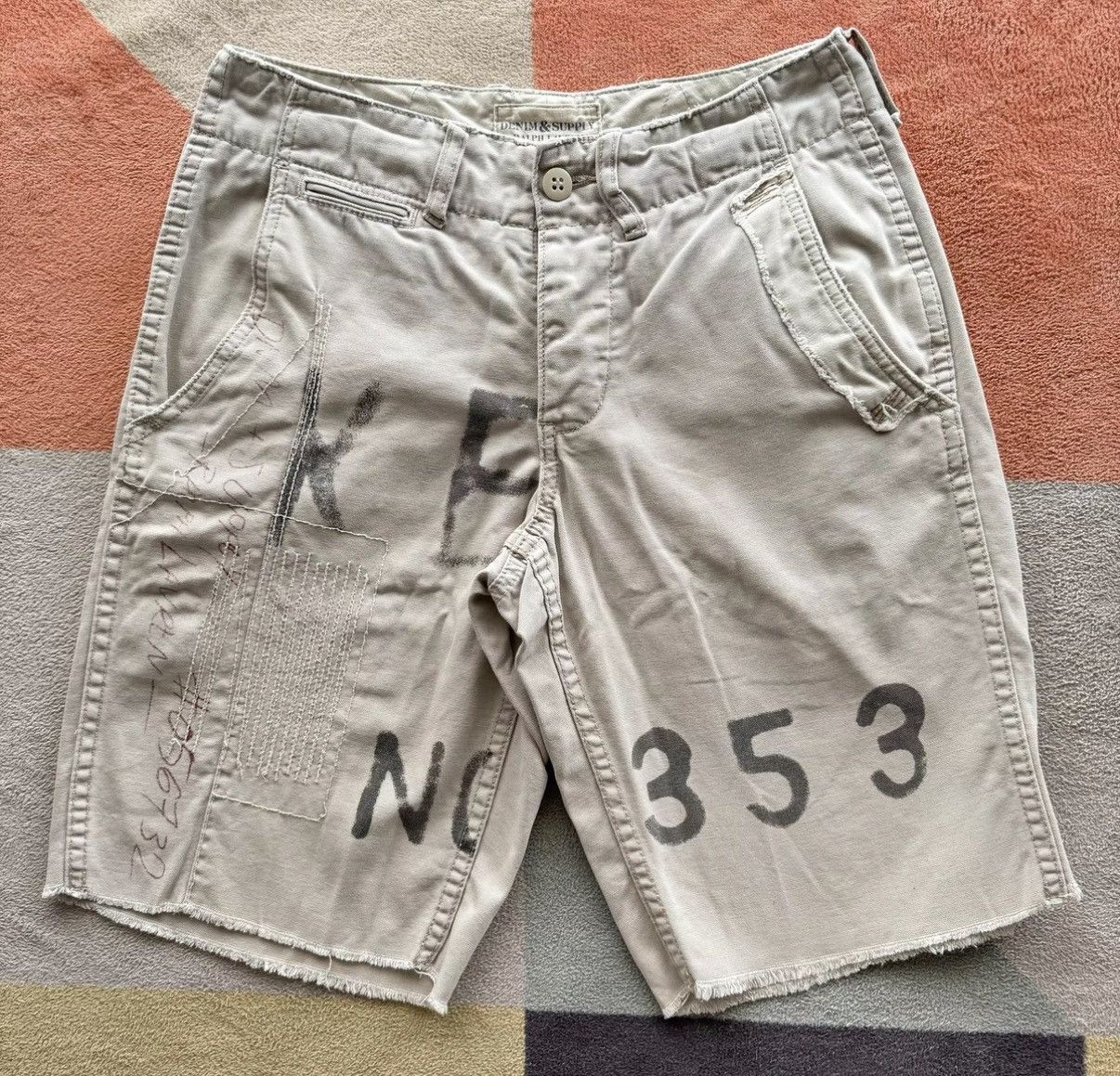 Denim & Supply Ralph Lauren Ralph Lauren Denim Supply Patch Print Canvas Shorts K22 Size US 27 - 1 Thumbnail