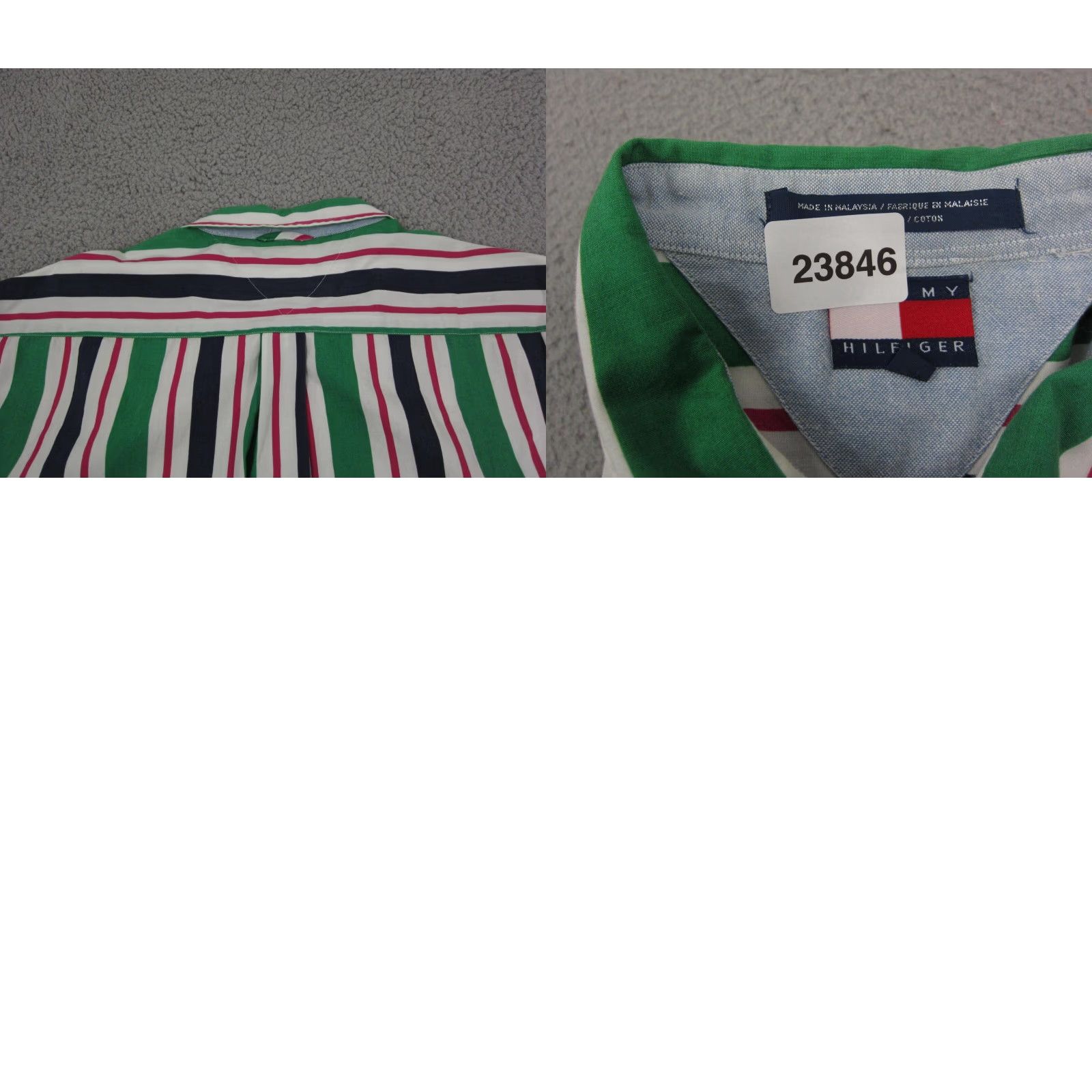 Tommy Hilfiger VINTAGE Tommy Hilfiger Shirt Mens Shirt Striped Button-Up 90s Green White Pink L Short Sleeve Collared Button-Down Casual 80s 90s Preppy Size US L / EU 52-54 / 3 - 9 Thumbnail