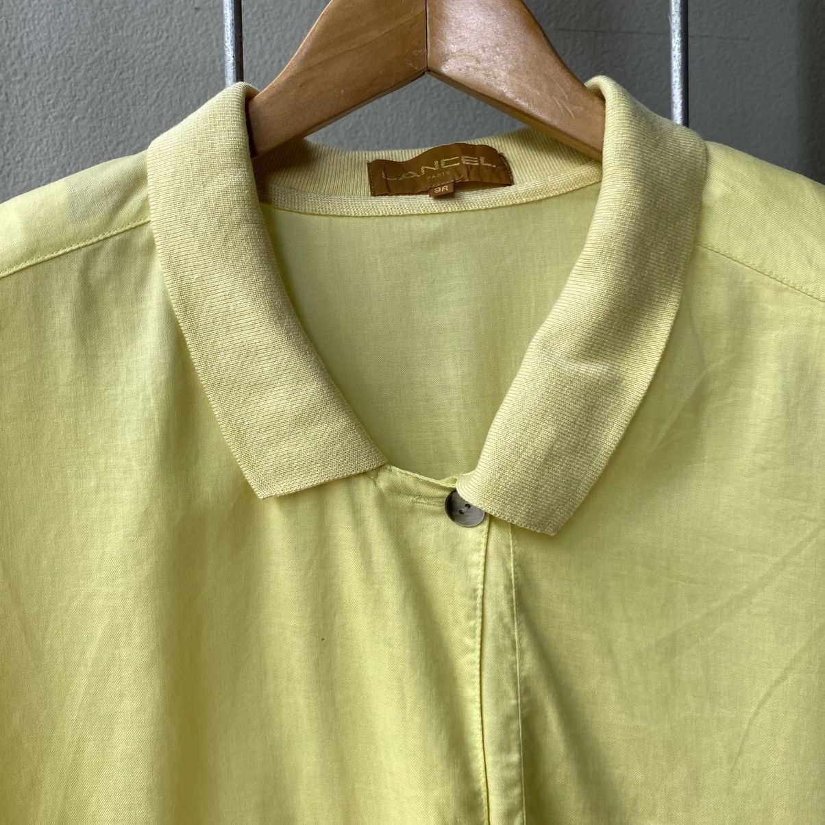 Lancel LANCEL Yellow Embroidered Short-Sleeve Shirt with Logo Back Size L / US 10 / IT 46 - 4 Thumbnail
