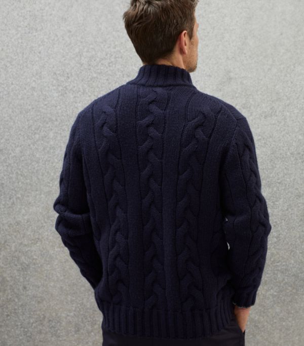 Brunello Cucinelli o1w1db10924 Cashmere Cardigan in Navy Size US XXL / EU 58 / 5 - 2 Thumbnail