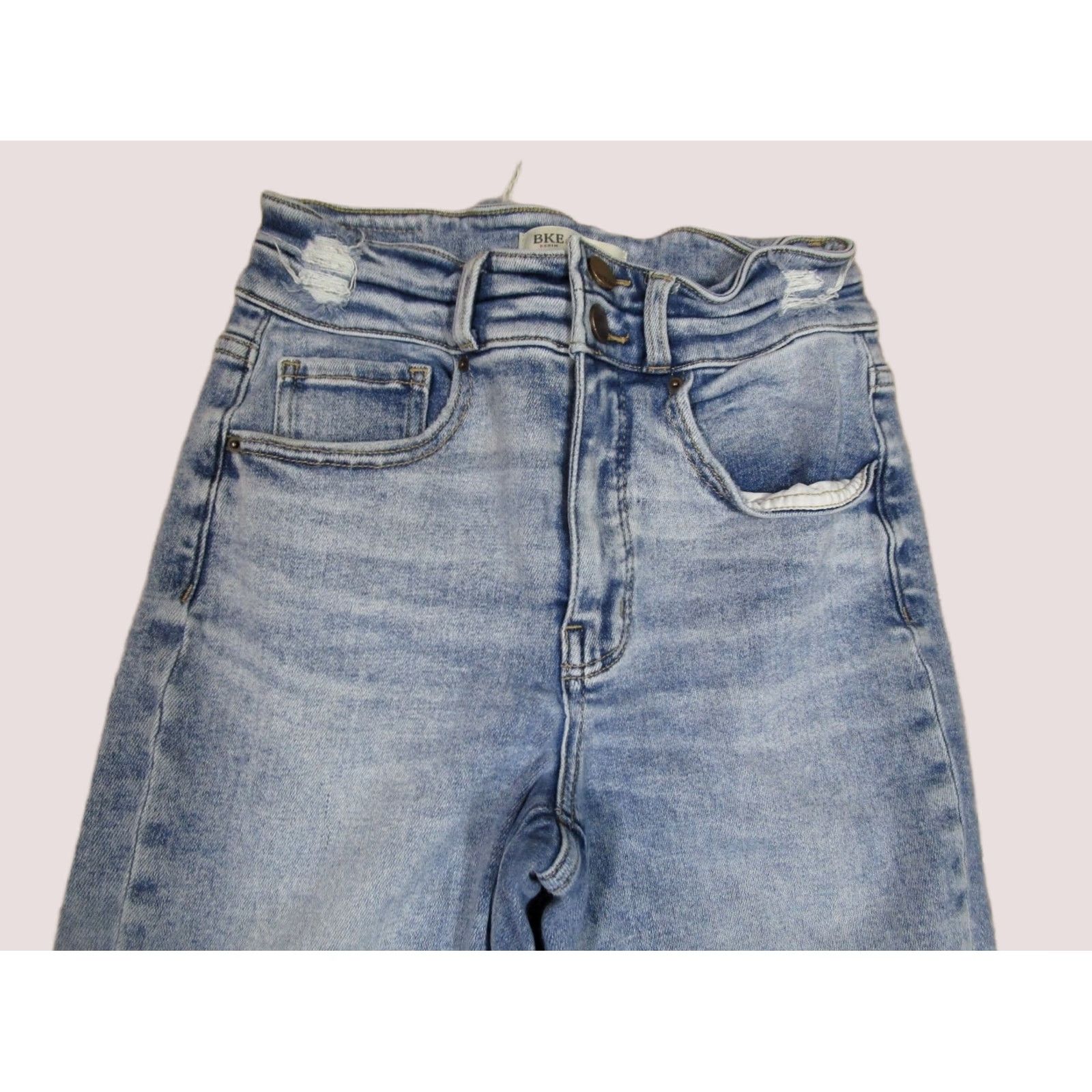 Vintage BKE Jeans Women 28 High Rise Slim Fit Cropped Buckle 5-Pocket Denim Blue Distressed Logo Shoes? Size 28" / US 6 / IT 42 - 1 Thumbnail