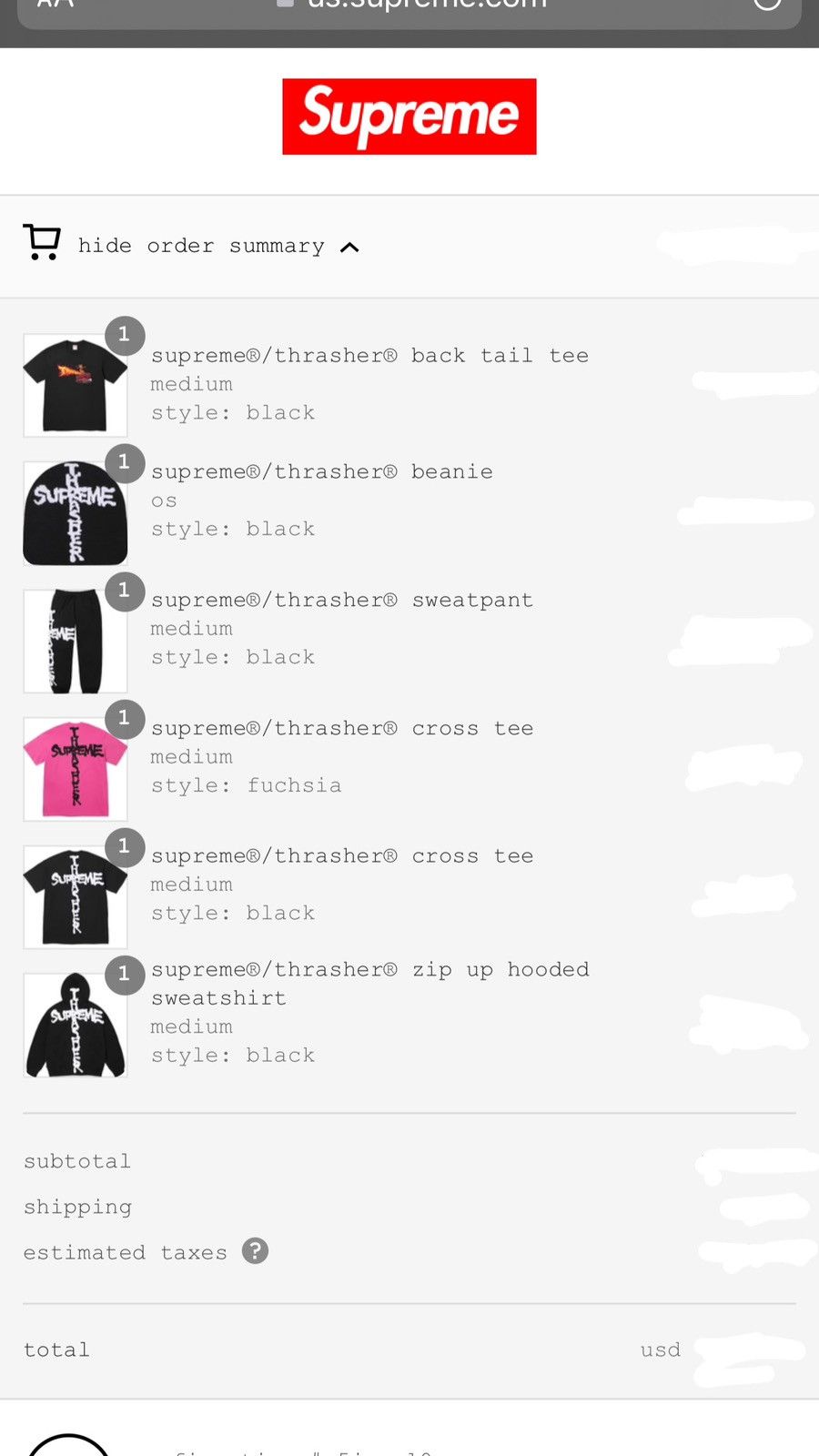 Supreme × Thrasher Supreme Thrasher Back Tail Tee Black Medium Size US M / EU 48-50 / 2 - 7 Thumbnail