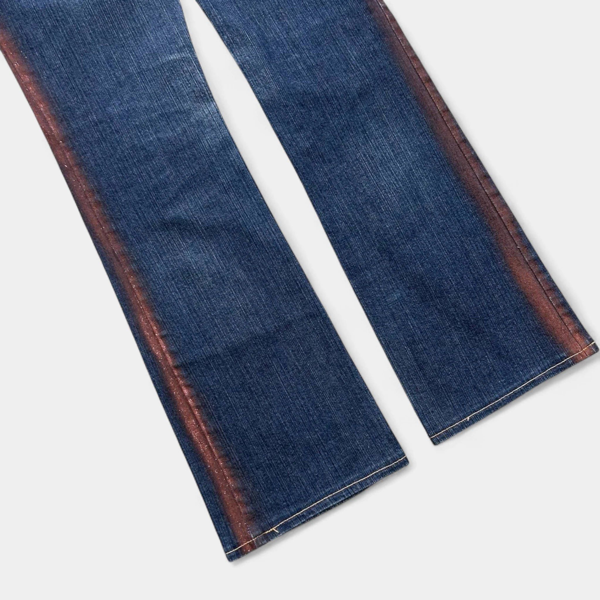 Roberto Cavalli Just Cavalli 2000s Denim Flared "Graffiti" Jeans Size 26" / US 2 / IT 38 - 3 Thumbnail