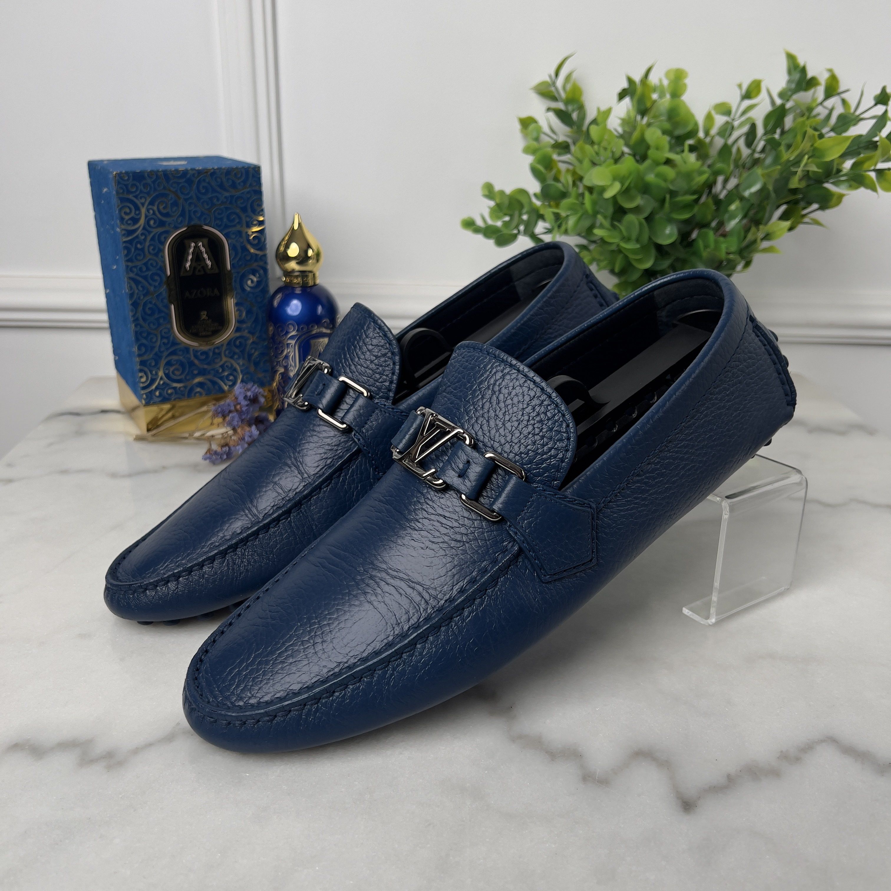 Louis Vuitton Hockenheim Moccasins Grained Blue Leather Size US 8.5 / EU 41-42 - 1 Thumbnail