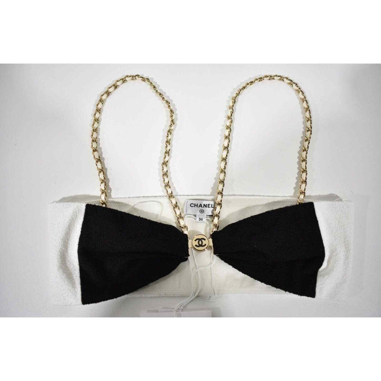 Chanel Chanel 22S Runway Black White Gold Cotton Crepe Top Bra 36 Size XS / US 0-2 / IT 36-38 - 8 Thumbnail