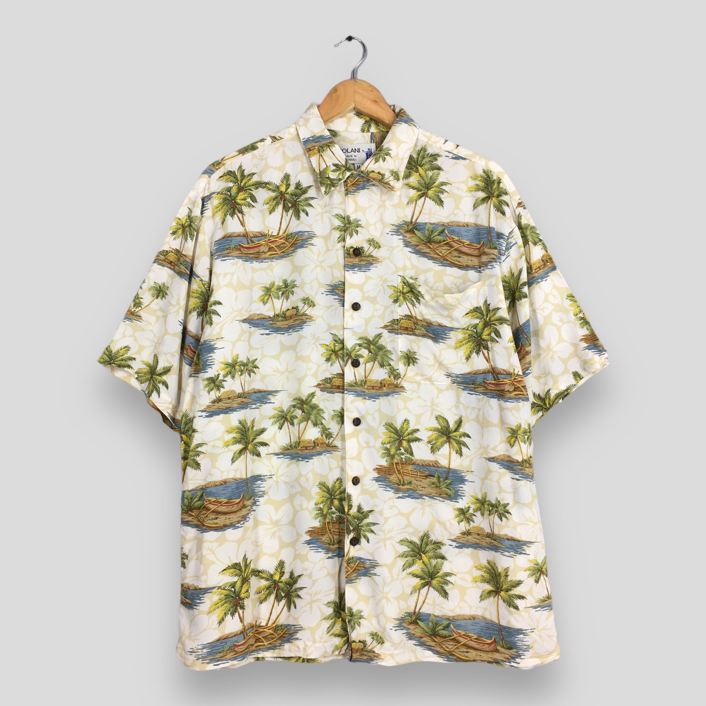 IOLANI × Reyn Spooner Vintage Iolani Palm Tree Beach View Aloha Shirt Medium Size US M / EU 48-50 / 2 - 1 Thumbnail