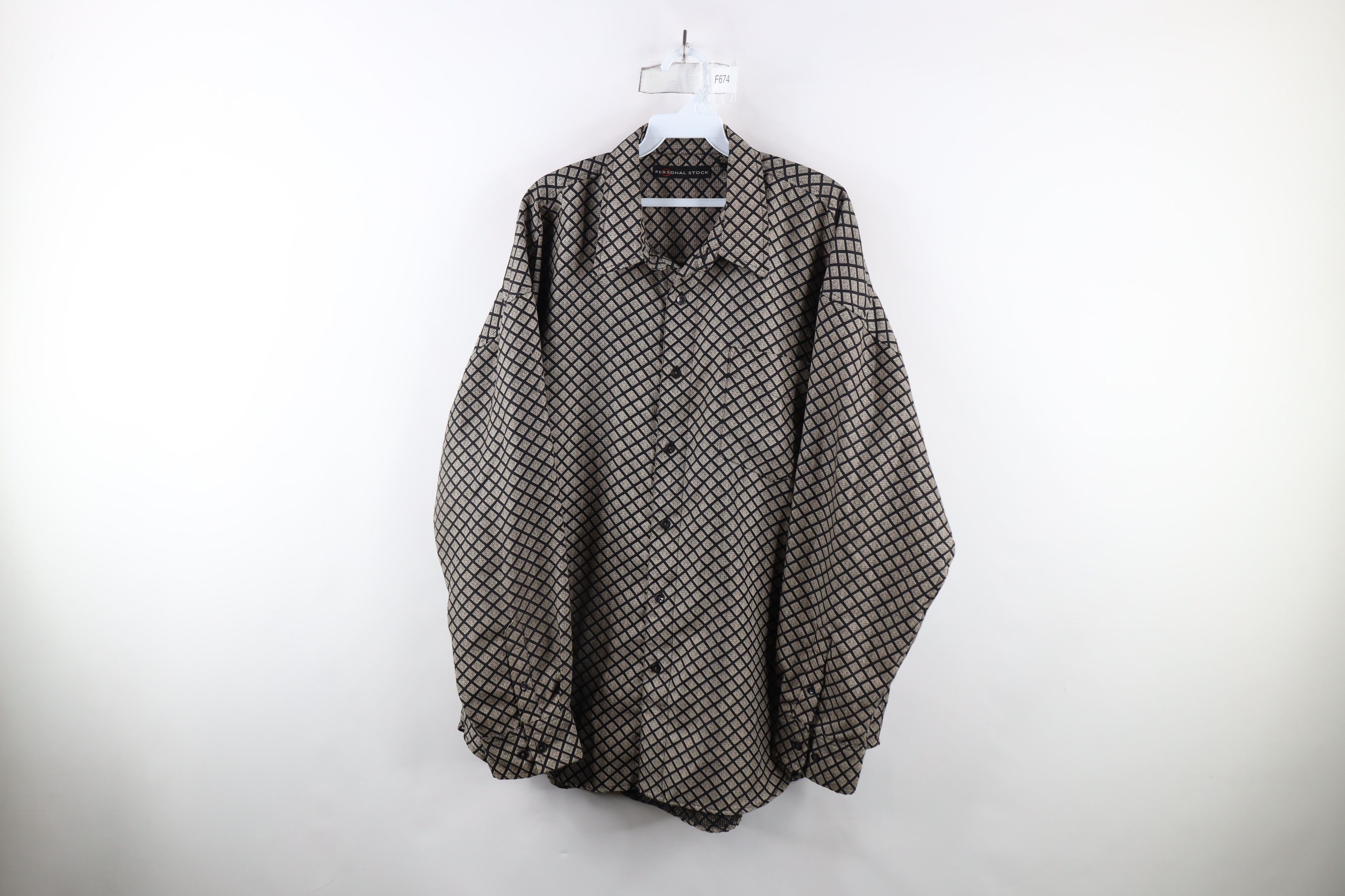 Vintage Vintage 90s Streetwear Geometric Collared Button Shirt Size US XL / EU 56 / 4 - 1 Thumbnail