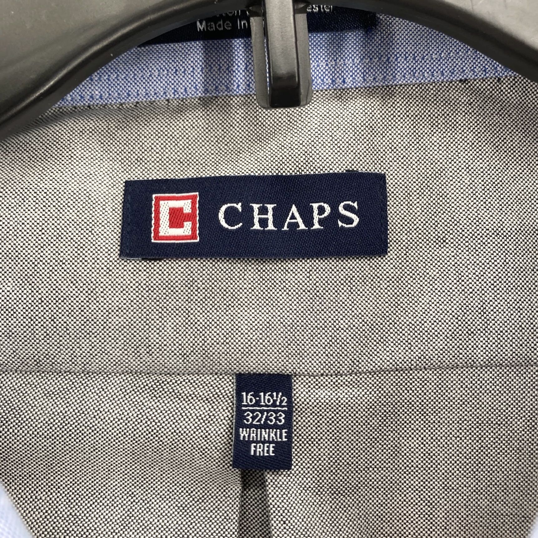 Chaps Chaps Shirt Mens 16-16.5 Gray Button-Down Wrinkle Free Classic Fit Oxford Pocket Shirt Size US L / EU 52-54 / 3 - 5 Thumbnail
