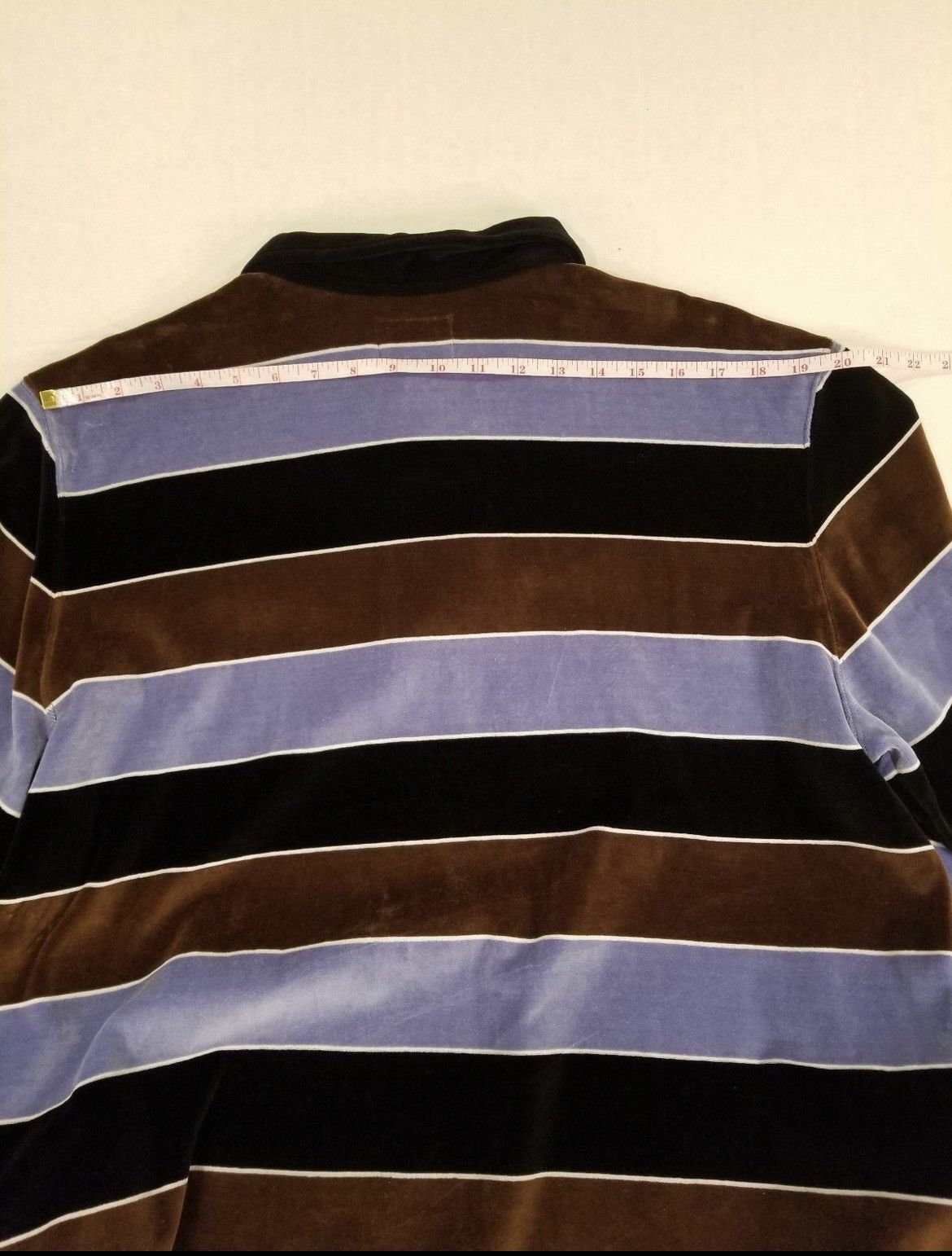 Todd Snyder Todd Snyder Wide Striped Velour Long Sleeve Polo Shirt XL Size US XL / EU 56 / 4 - 10 Thumbnail