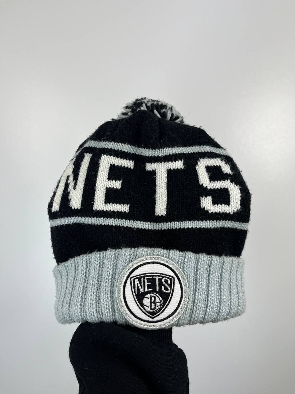 Other Brooklyn Nets Knit Beanie Hat Black Grey Mitchell Ness NBA Size ONE SIZE - 1 Thumbnail