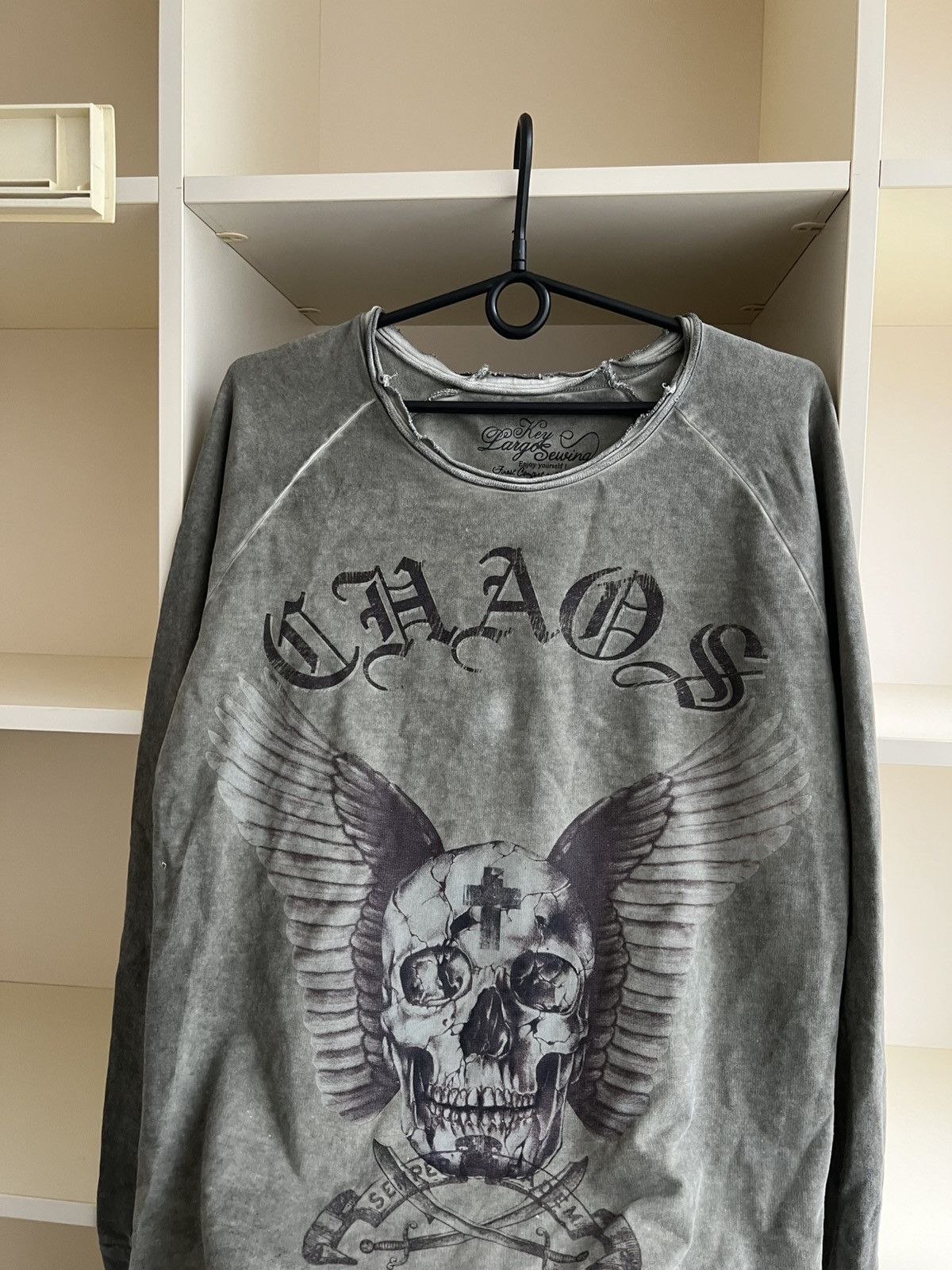 Vintage Y2K Key Largo CHAOS Skull Long Sleeve T-Shirt Size US M / EU 48-50 / 2 - 9 Thumbnail