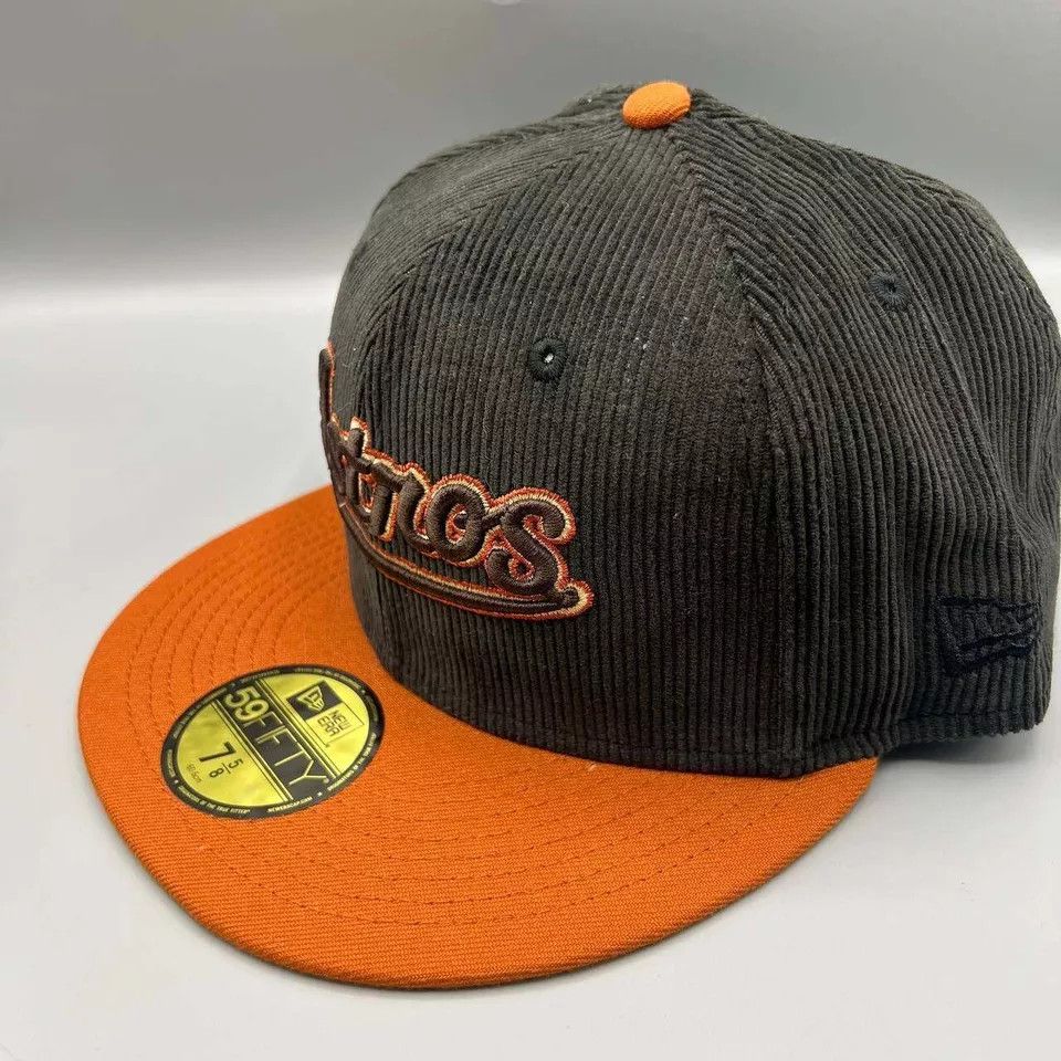 New Era Houston Astros Hat Men 7 5/8 Black Green Corduroy MLB Fitted Size ONE SIZE - 4 Thumbnail