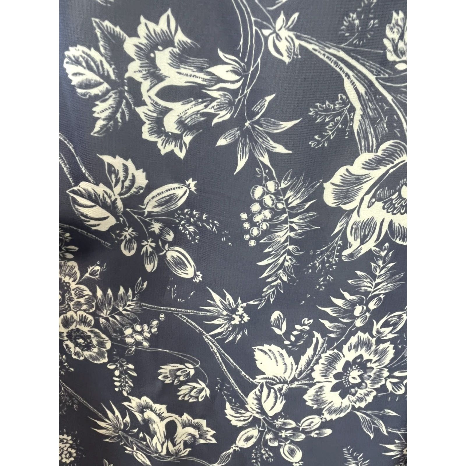 Lulus Lulus Maxi Dress Floral Denim Blue Off-Shoulder Long Sleeve V-Neck Zip Empire Waist Summer Party/Cocktail Women Sz S Size S / US 4 / IT 40 - 6 Thumbnail