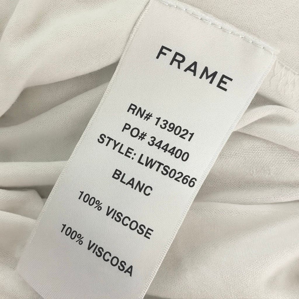 Frame FRAME Denim White Tie-Neck Top Women’s Size M 3/4 Sleeve Blo Size M / US 6-8 / IT 42-44 - 5 Thumbnail