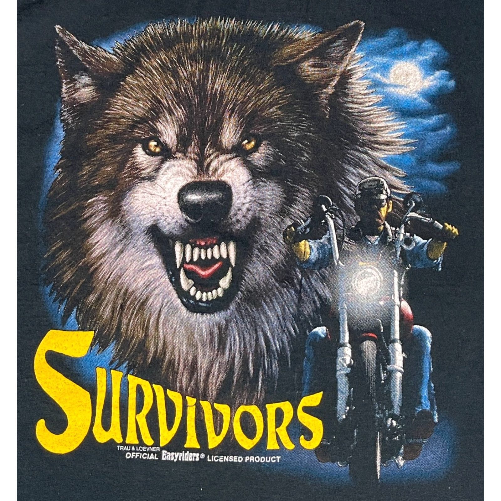 Vintage VINTAGE Trau & Loevner Survivors Genuine Biker T-Shirt Sz 3XL Black Cotton Men's Short Sleeve Crew Neck Double-Sided Size US XXL / EU 58 / 5 - 3 Thumbnail