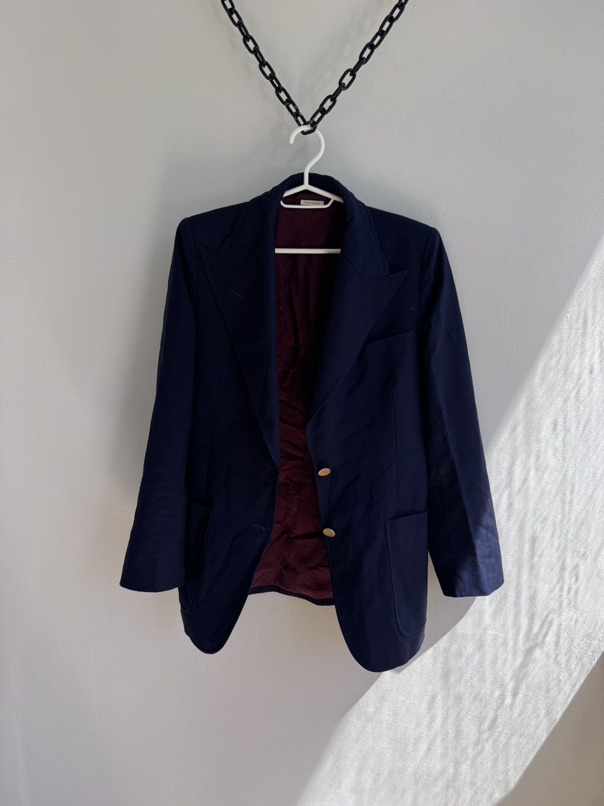 Gucci Gucci Womens Wool Blazer Navy Blue Luxury Avant Garde Solid Size S / US 4 / IT 40 - 9 Thumbnail