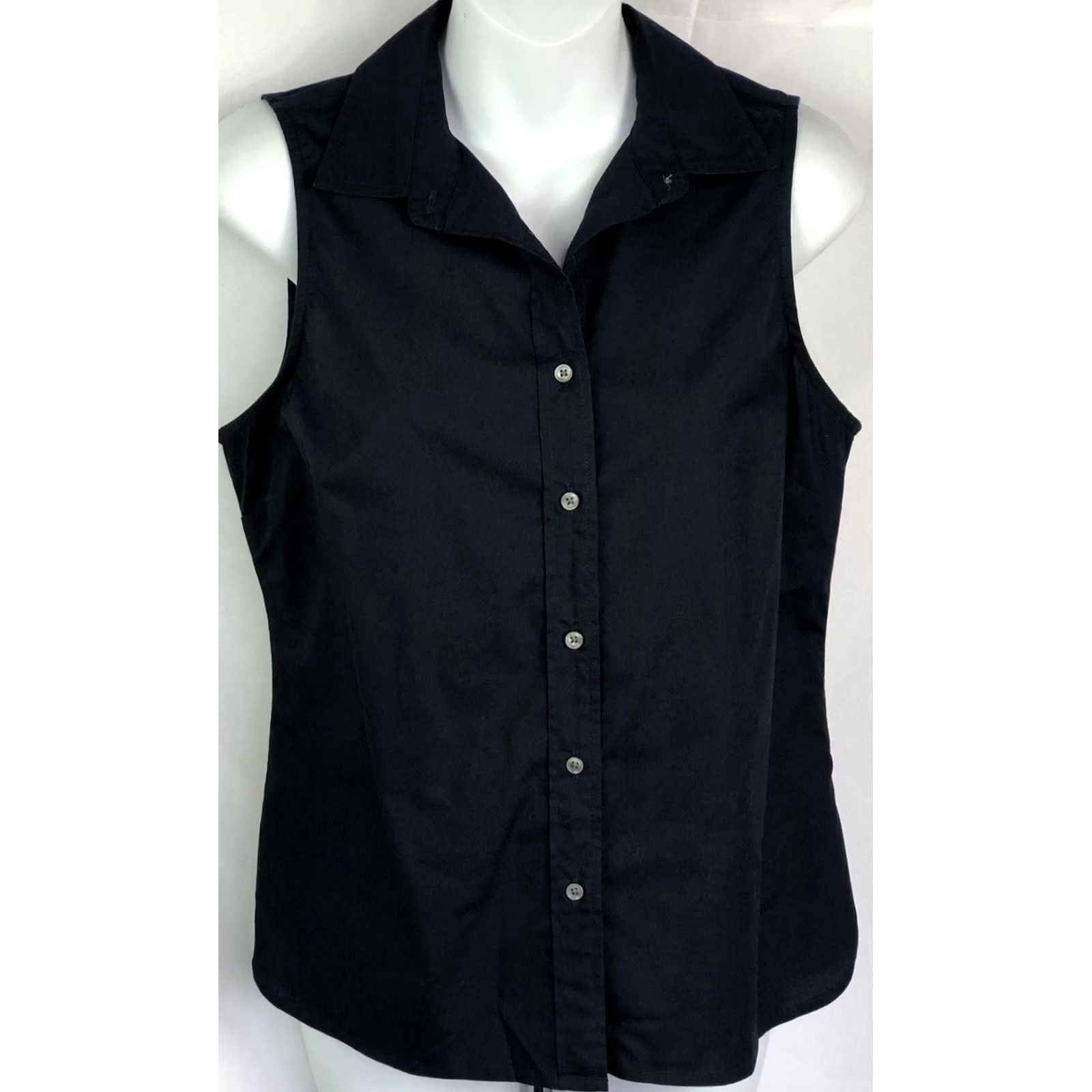 J.Crew J Crew Top Sleeveless ButtonUp Collar 6 Blk Classic Career Office Capsule Preppy Size M / US 6-8 / IT 42-44 - 3 Thumbnail