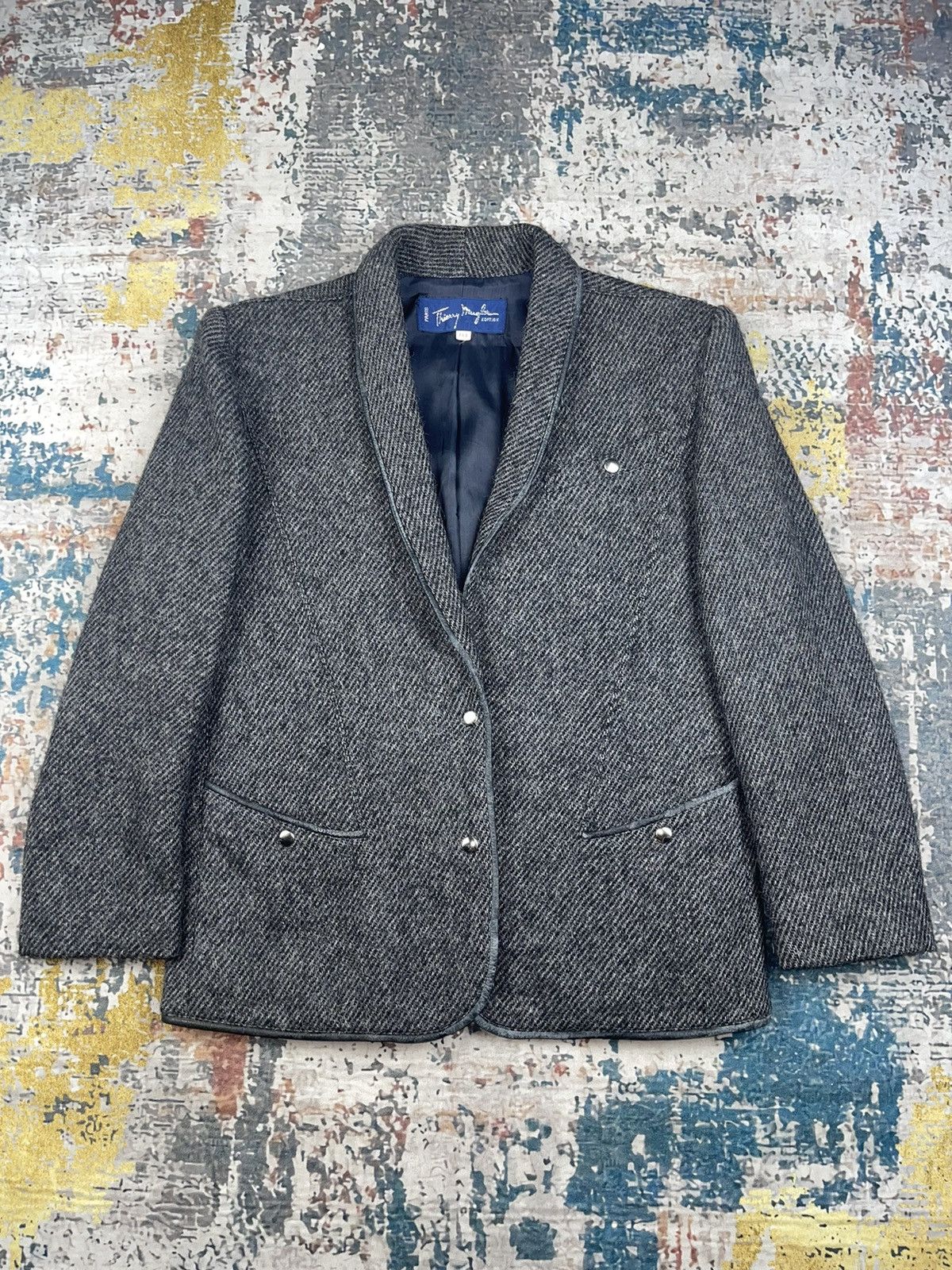 Thierry Mugler Thiery Mugler Wool Tweed Leather Trim Jackets Size M / US 6-8 / IT 42-44 - 1 Thumbnail