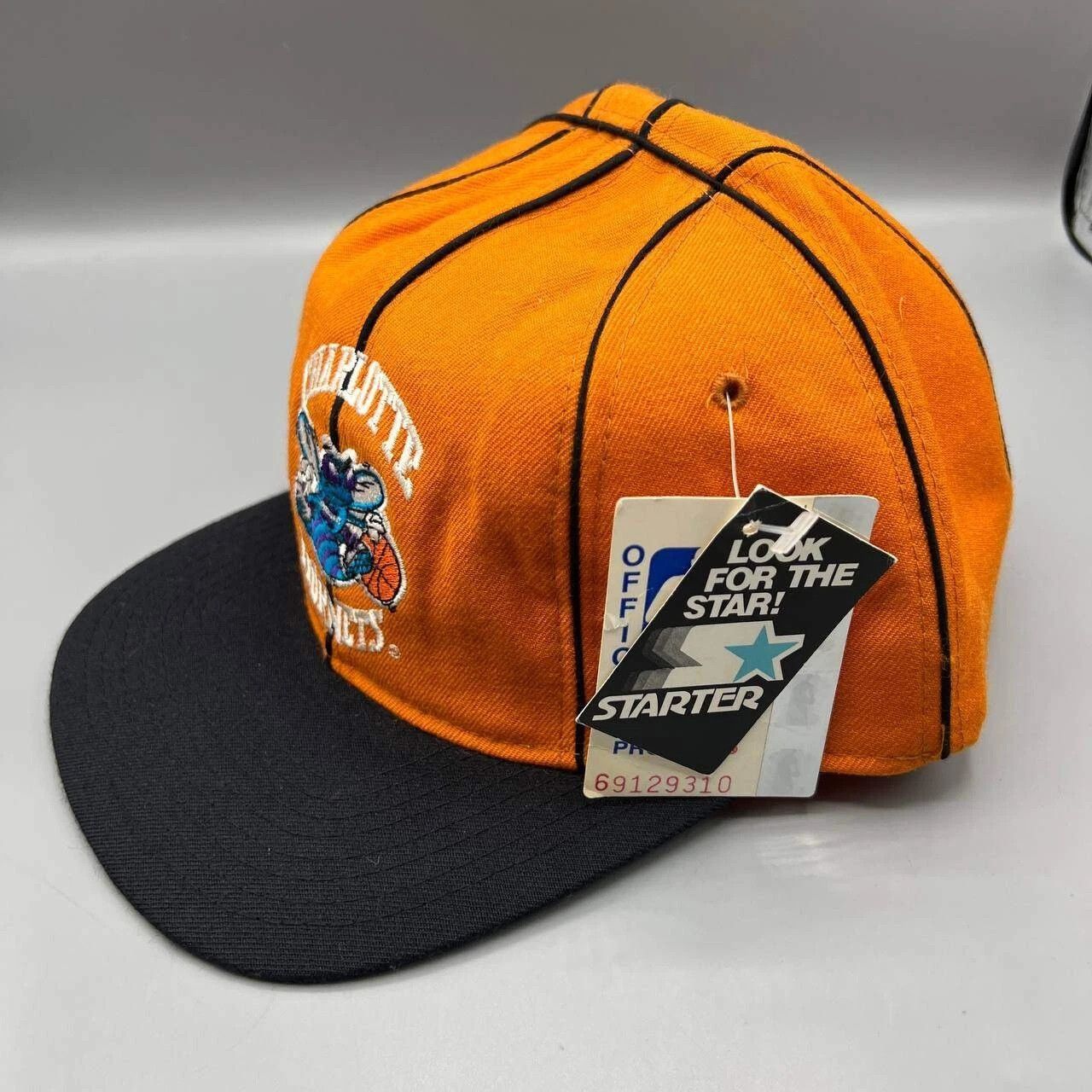 Starter × Vintage Charlotte Hornets Hat Men Orange Black Snap Back Cap Wool Size ONE SIZE - 8 Thumbnail