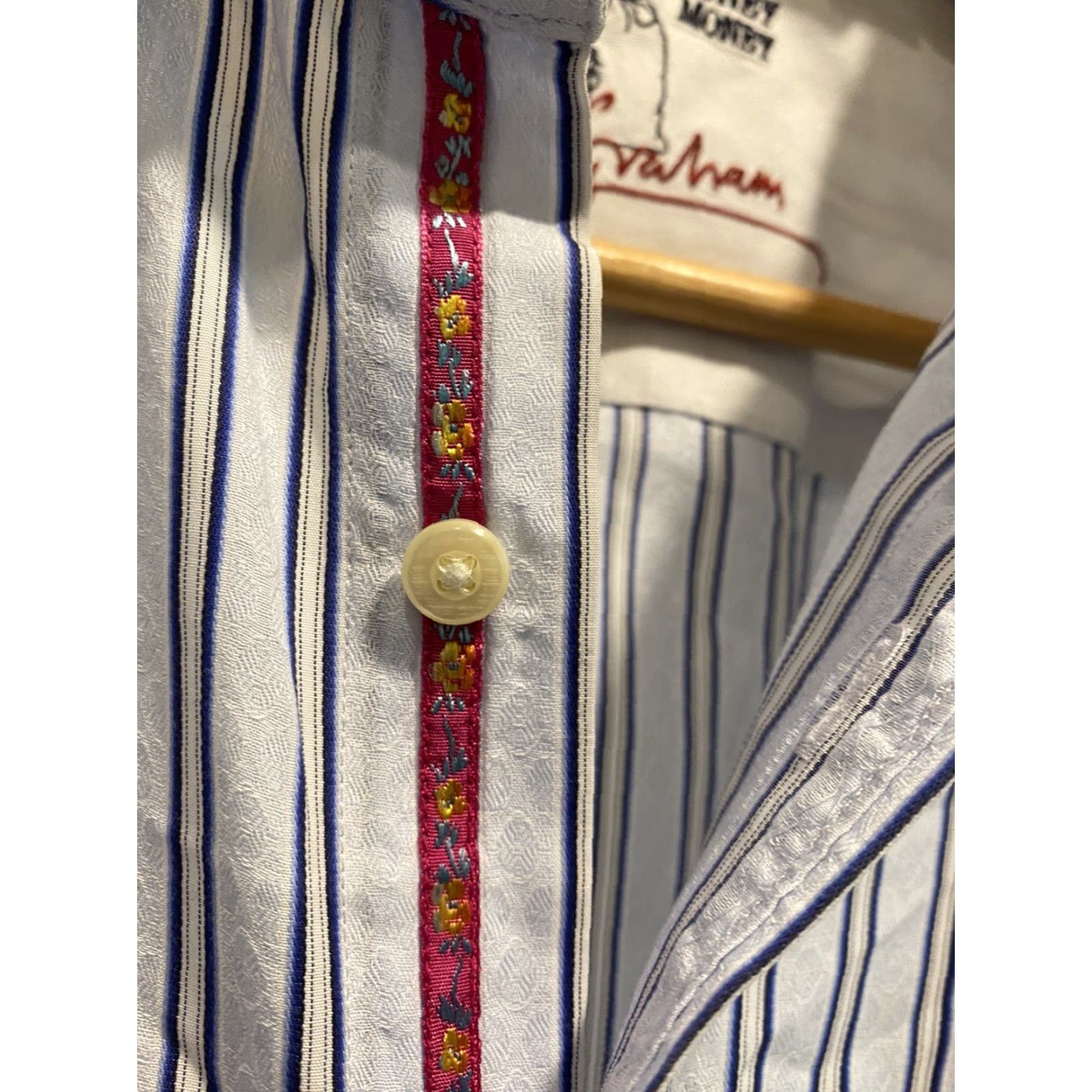 Robert Graham ROBERT GRAHAM Money Wall Street Button-Down Shirt Blue White Large Men’s Button-Up Shirt L Mens Size US L / EU 52-54 / 3 - 4 Thumbnail