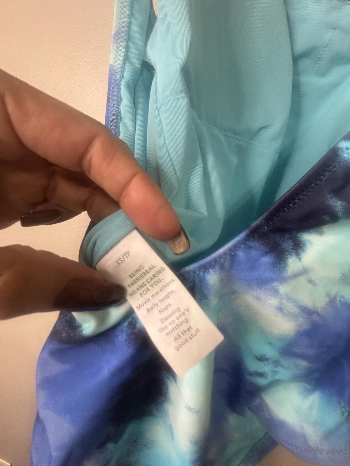 Designer Aerie Vibrant Blue Tie-Dye Swimsuit - XS Size ONE SIZE - 5 Thumbnail