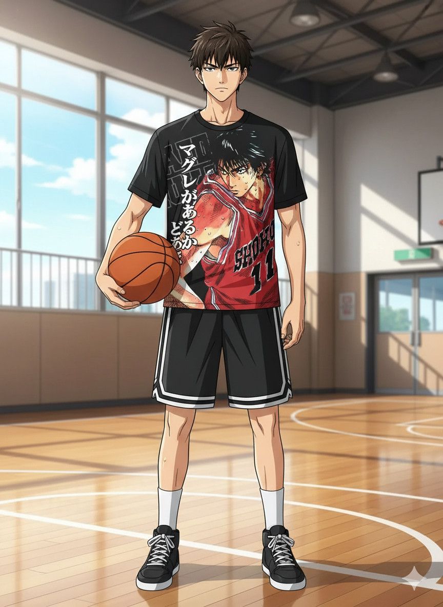 Anime Rare Rukawa Kaede x Slamdunk anime shirt Size US L / EU 52-54 / 3 - 1 Thumbnail