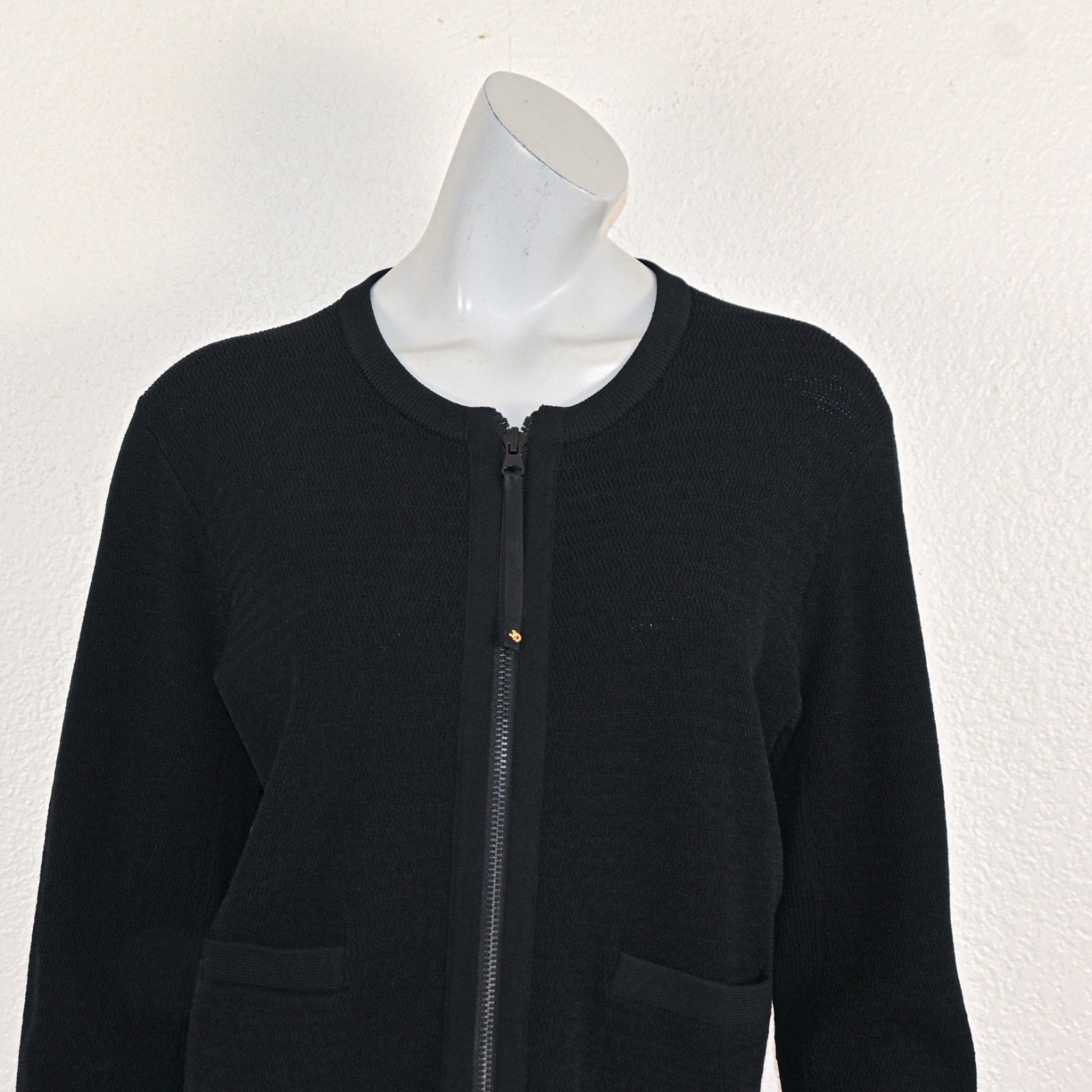 St. John ST. JOHN Collection $895 Black Zip Front Knit Jacket Large Size L / US 10 / IT 46 - 10 Thumbnail