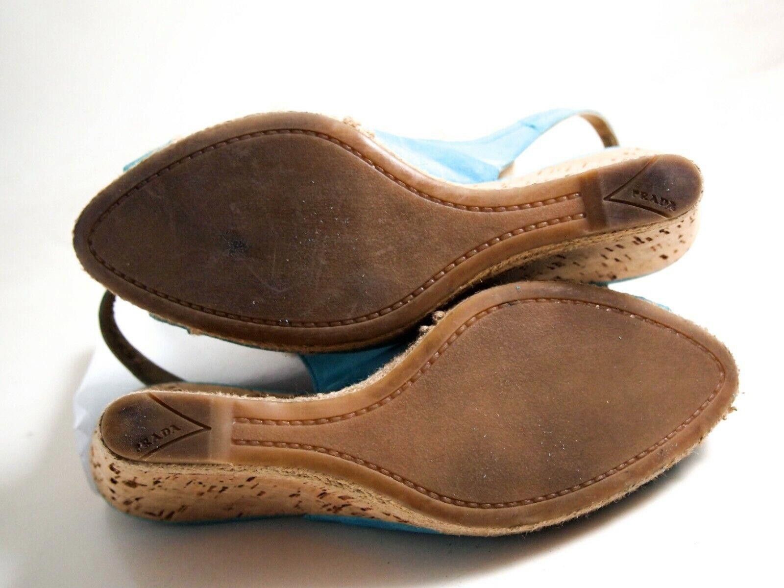 Prada Prada Wedge Sandals Blue Suede Womens US 7 EU 37 Size US 7 / IT 37 - 7 Thumbnail