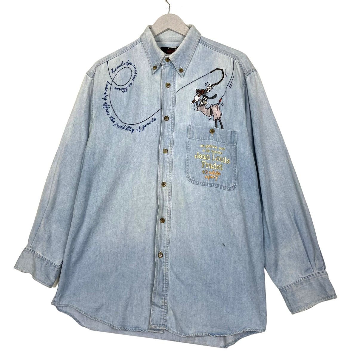 Japanese Brand × Vintage 💥JEAN LOUIS FRADET DENIM SHIRT Size US L / EU 52-54 / 3 - 2 Thumbnail