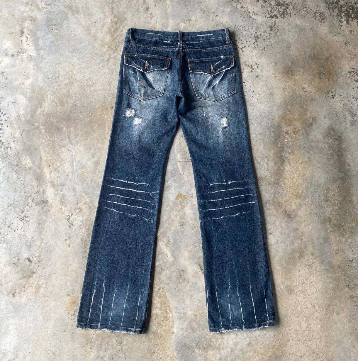 LOWBOX ARCHIVE Lowbox "Shredded" Distressed Flare Cyberpunk Size US 29 - 10 Thumbnail